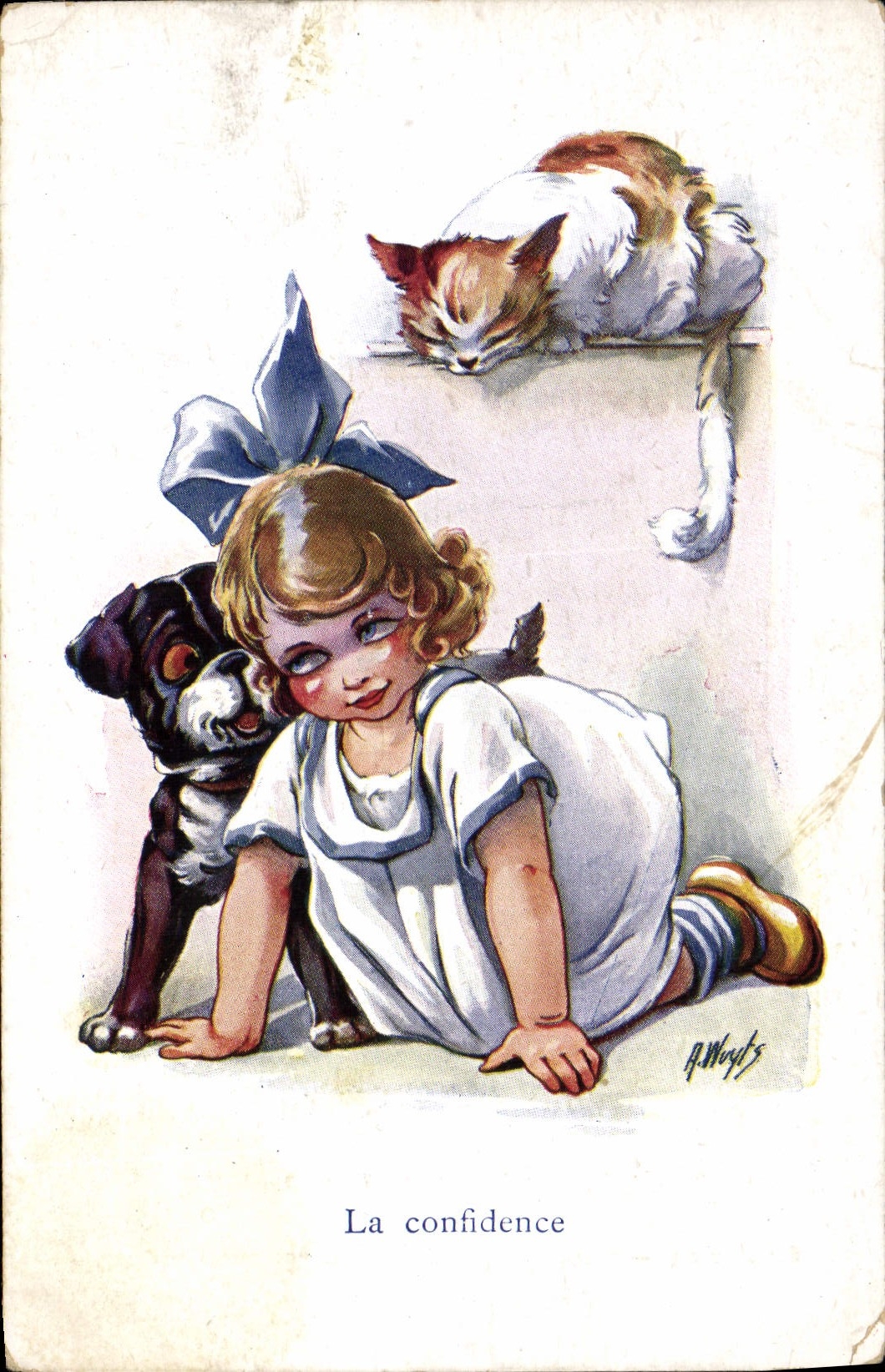 CPA Chiens Chien Enfant Chat