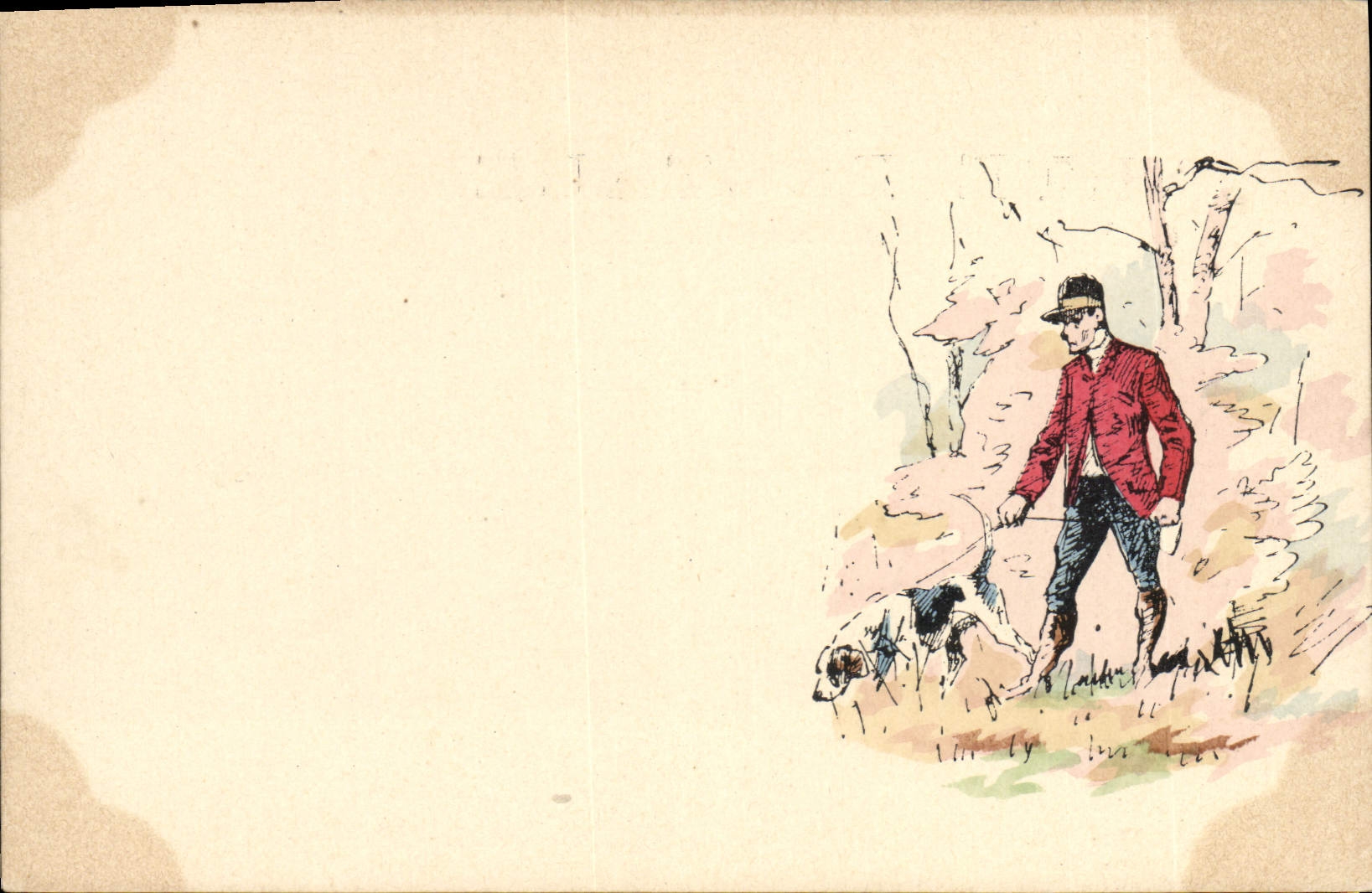 Caza del perro de los perros de la POSTAL de la VENDIMIA