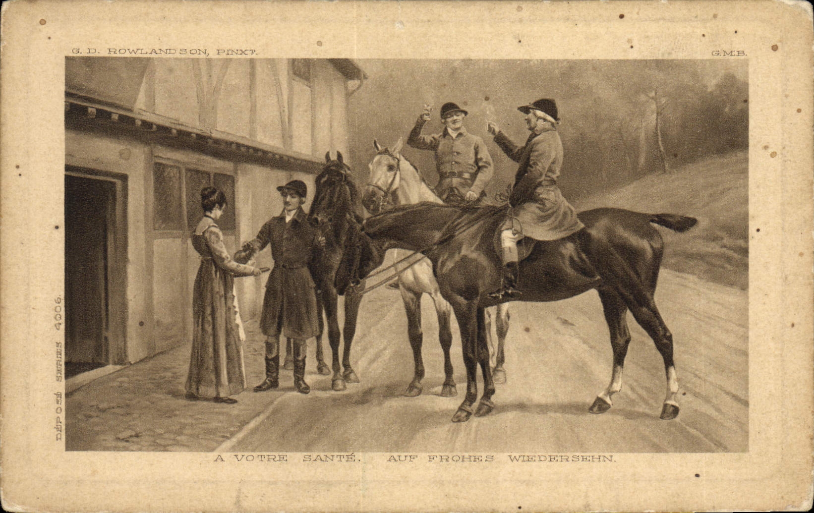 La caza del perro de Chiens de la POSTAL de la VENDIMIA tiene su salud