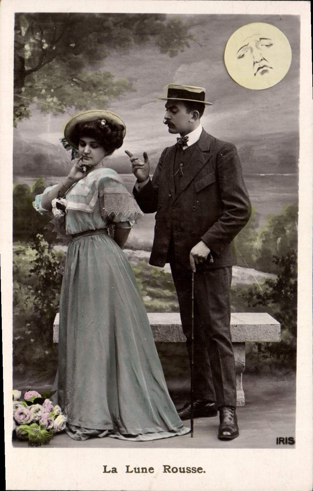 VINTAGE POSTCARD Fantasy the Moon Woman the russet-red moon