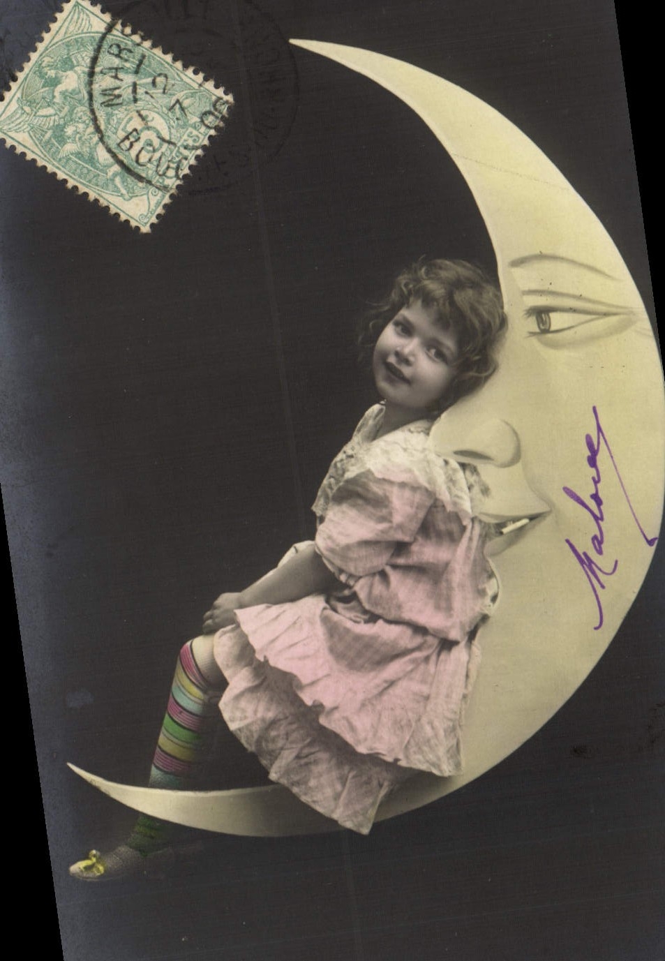 CPA Fantaisie Lune Enfant