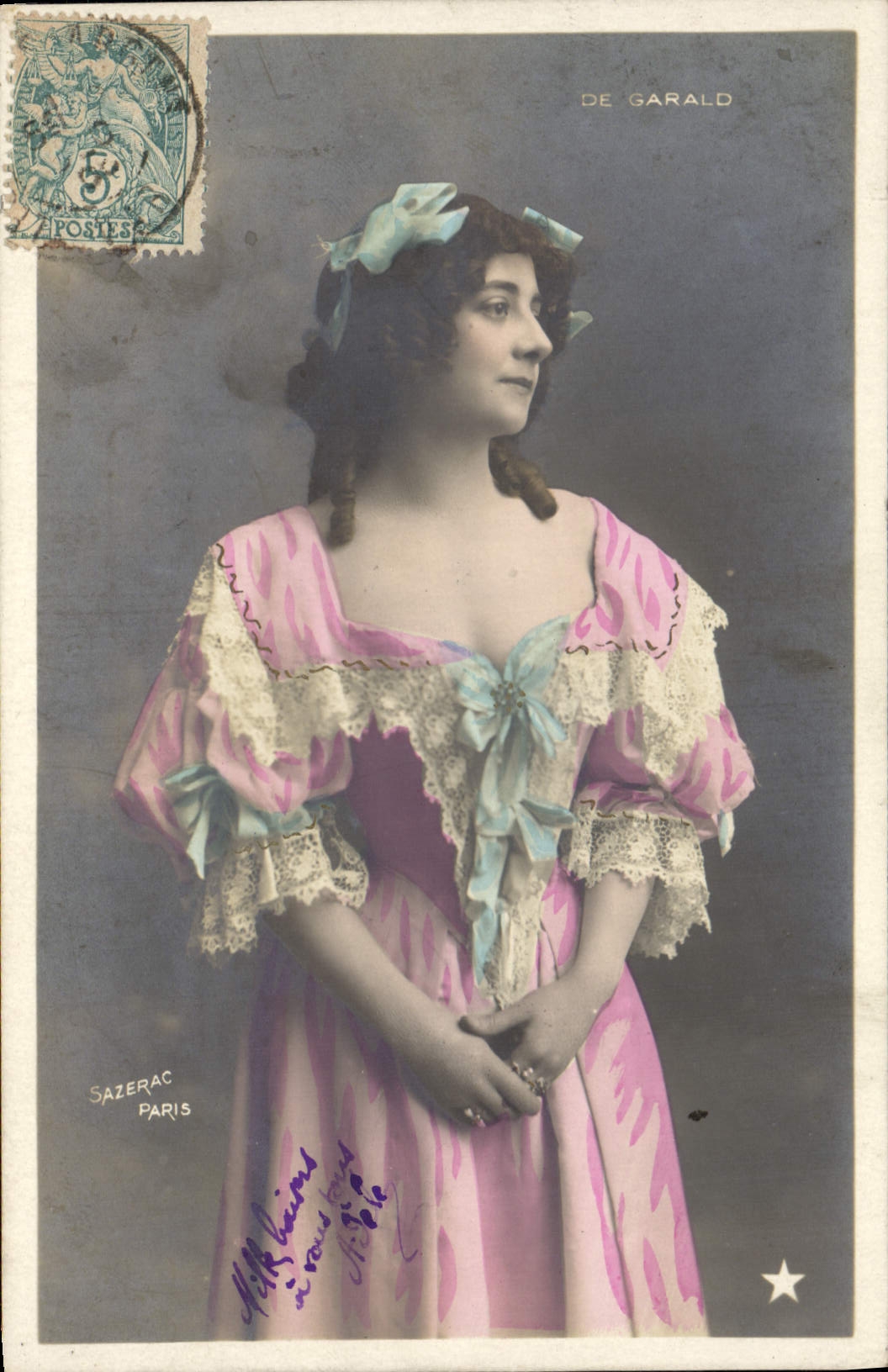 VINTAGE POSTCARD Theater Woman De Garald