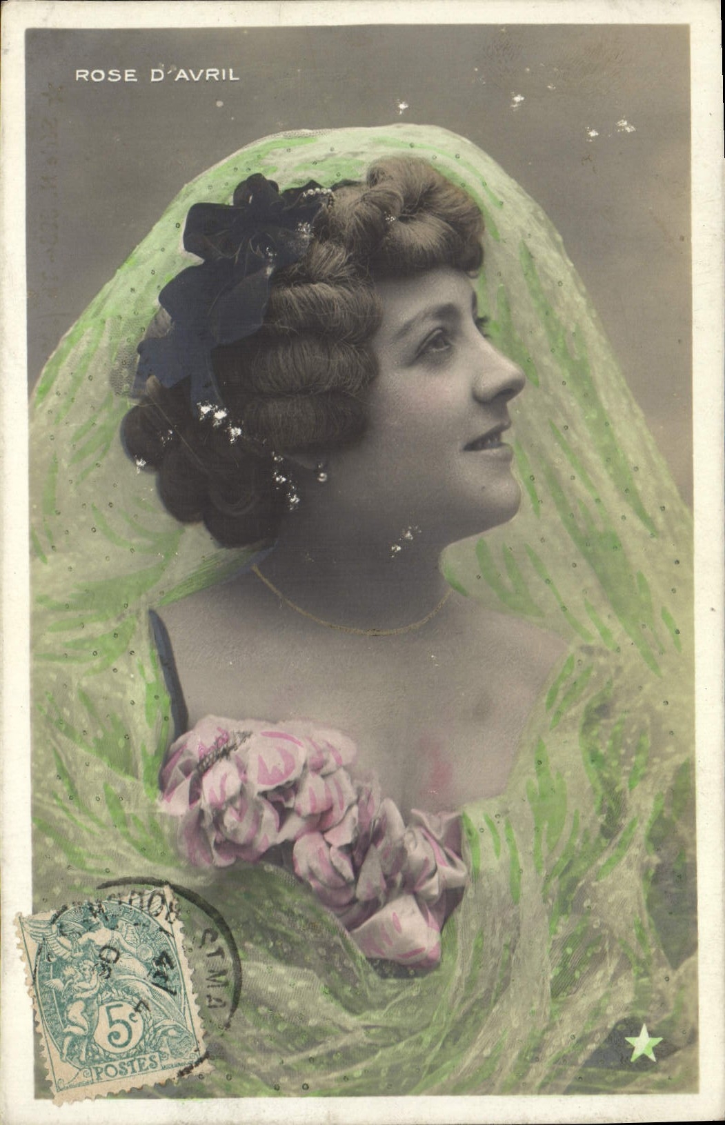 VINTAGE POSTCARD Theater Woman Rose d' Avril