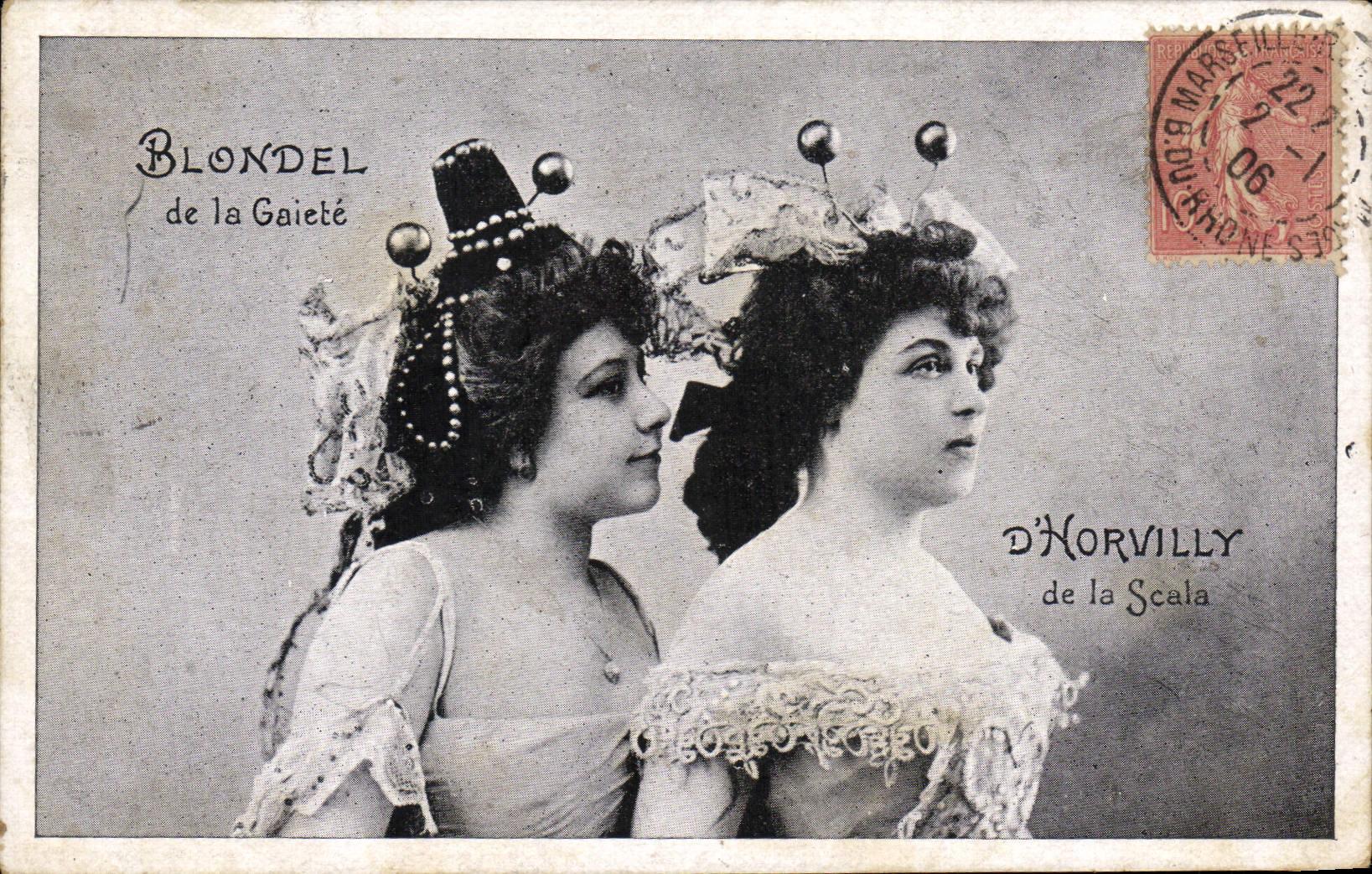 VINTAGE POSTCARD Theater Blondel Woman of Cheerfulness D' Horvilly of Scala
