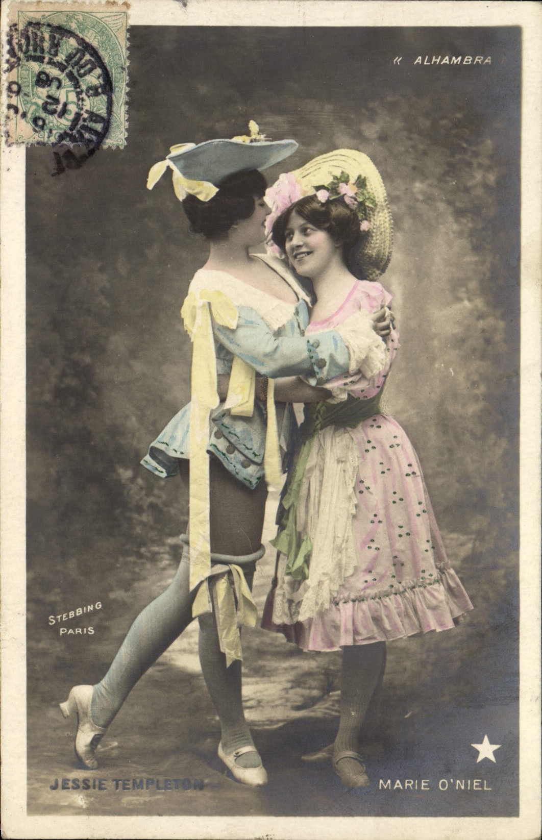 VINTAGE POSTCARD Theater Woman Alhambra Jessie Templeton Marie O Niel