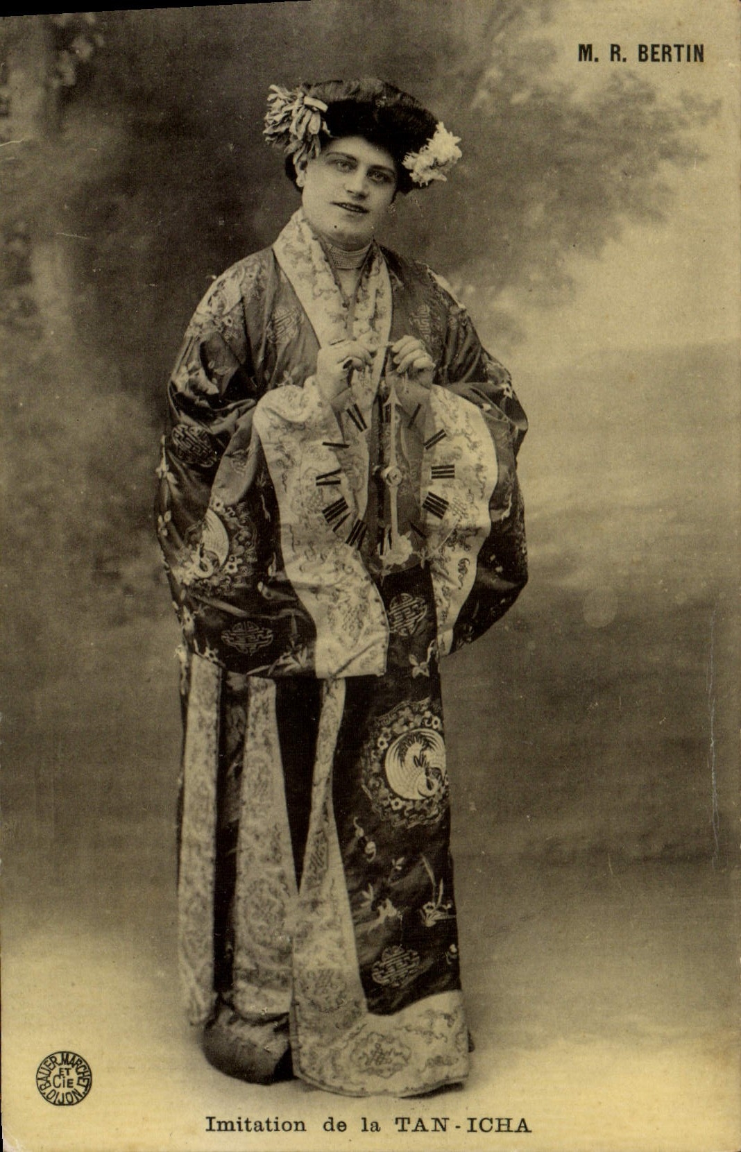 VINTAGE POSTCARD Theater Woman MR. Bertin Imitation of Tan Icha