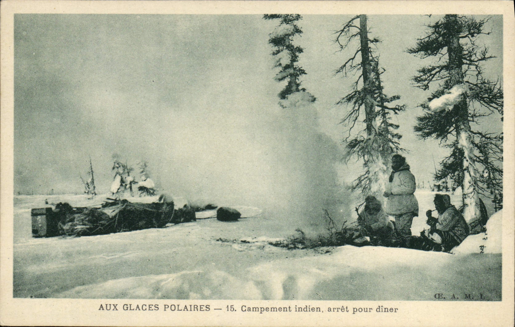 CPA Polaire Aux glaces polaires Campement indien arret pour diner