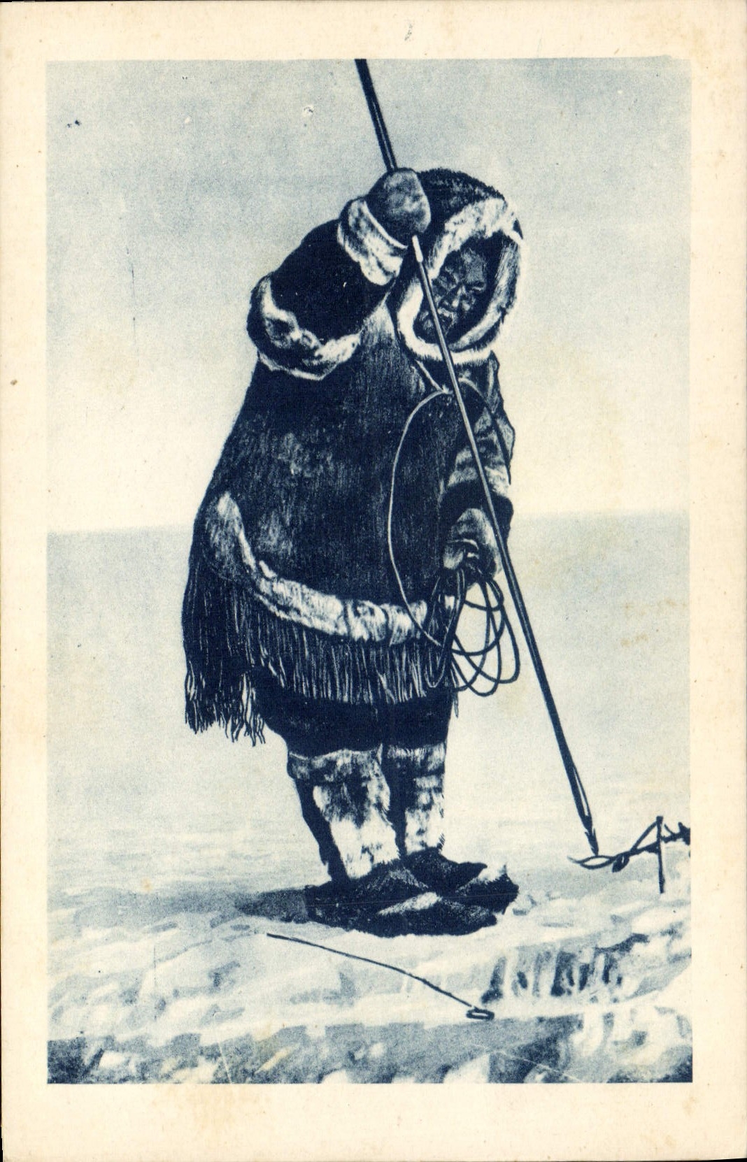 VINTAGE POSTCARD Polaire Mission of Oblats of Marie Immaculee Eskimos Seal Fishes