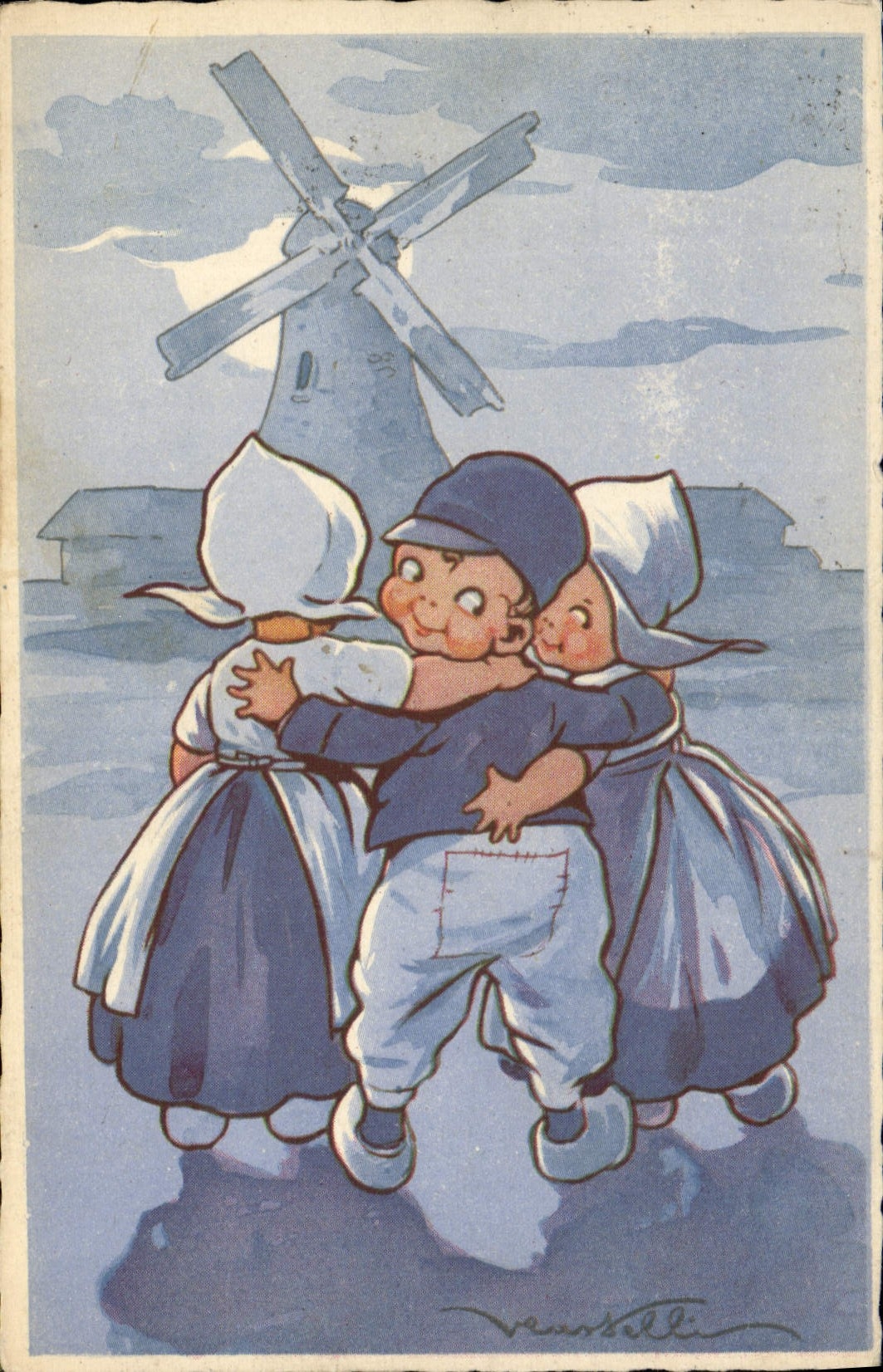 CPA Fantaisie Illustrateur Enfants Moulin a vent