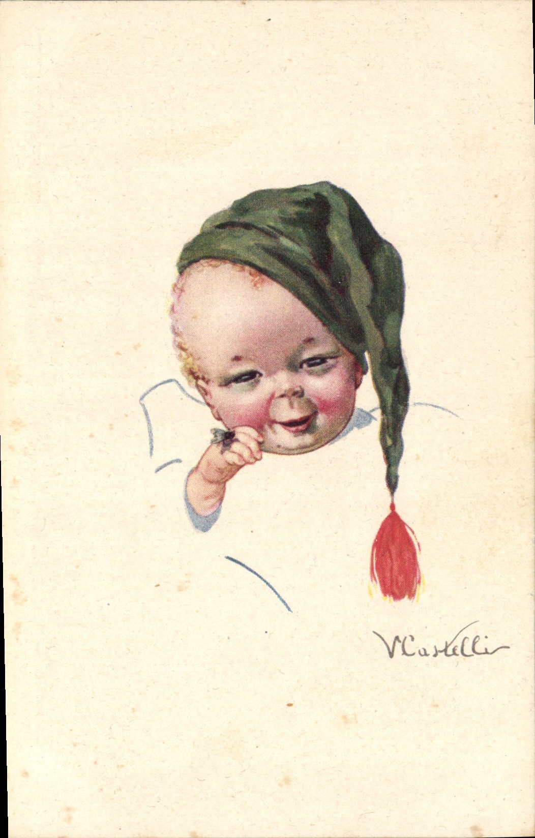 VINTAGE POSTCARD Fantasy Illustrator Child Night-cap
