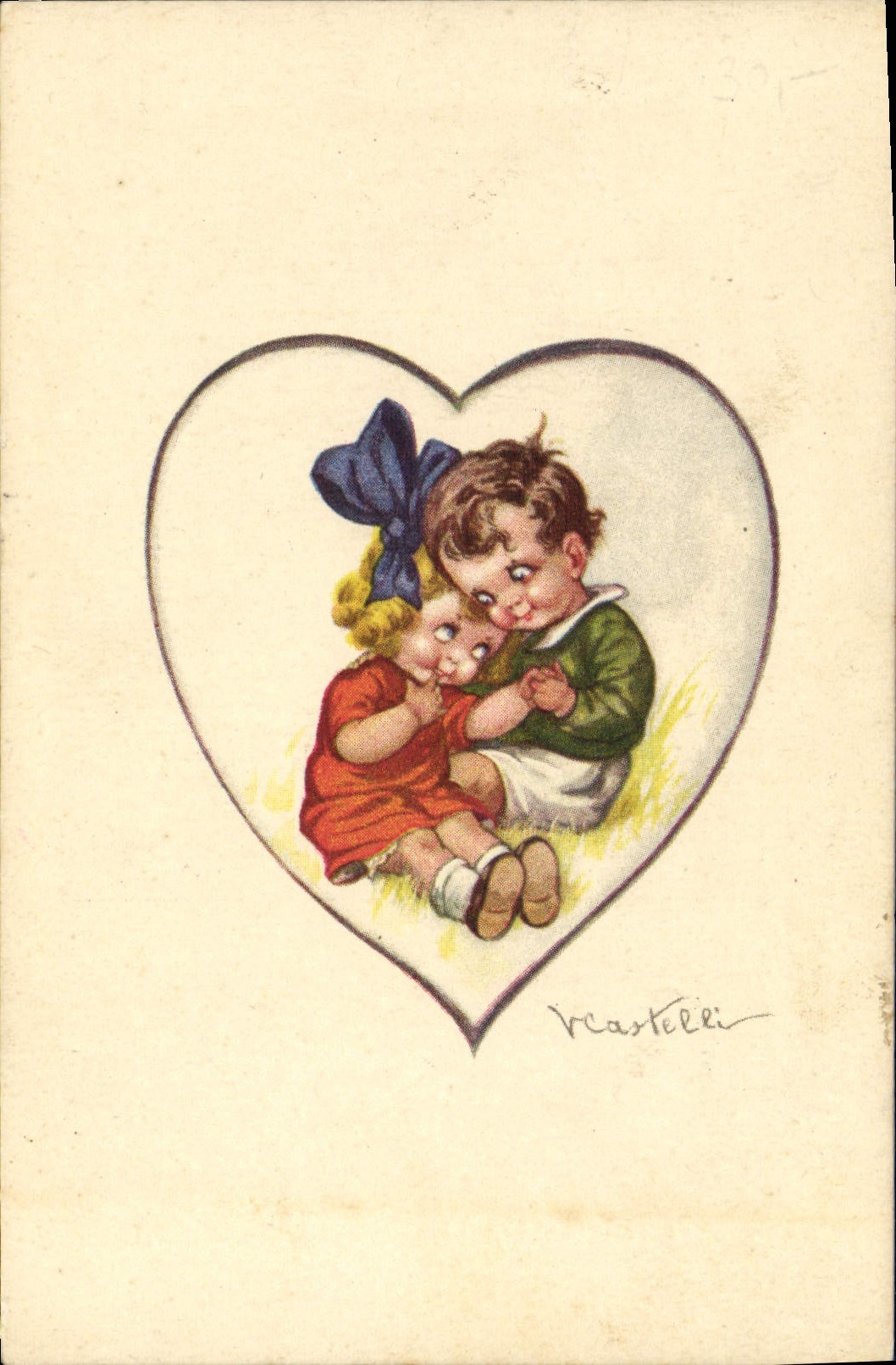 CPA Fantaisie Illustrateur Enfants Coeur