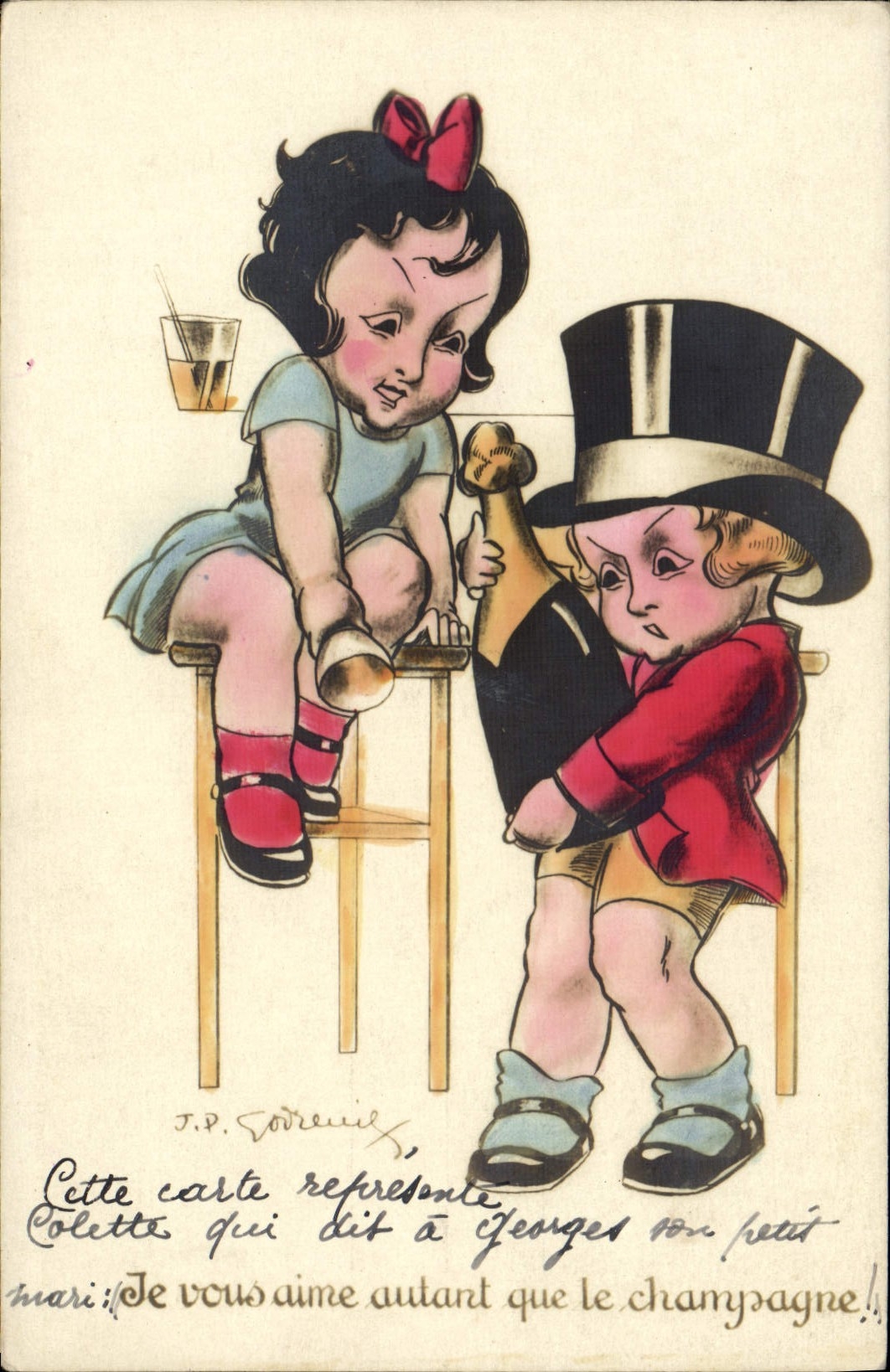CPA Fantaisie Illustrateur Enfants champagne