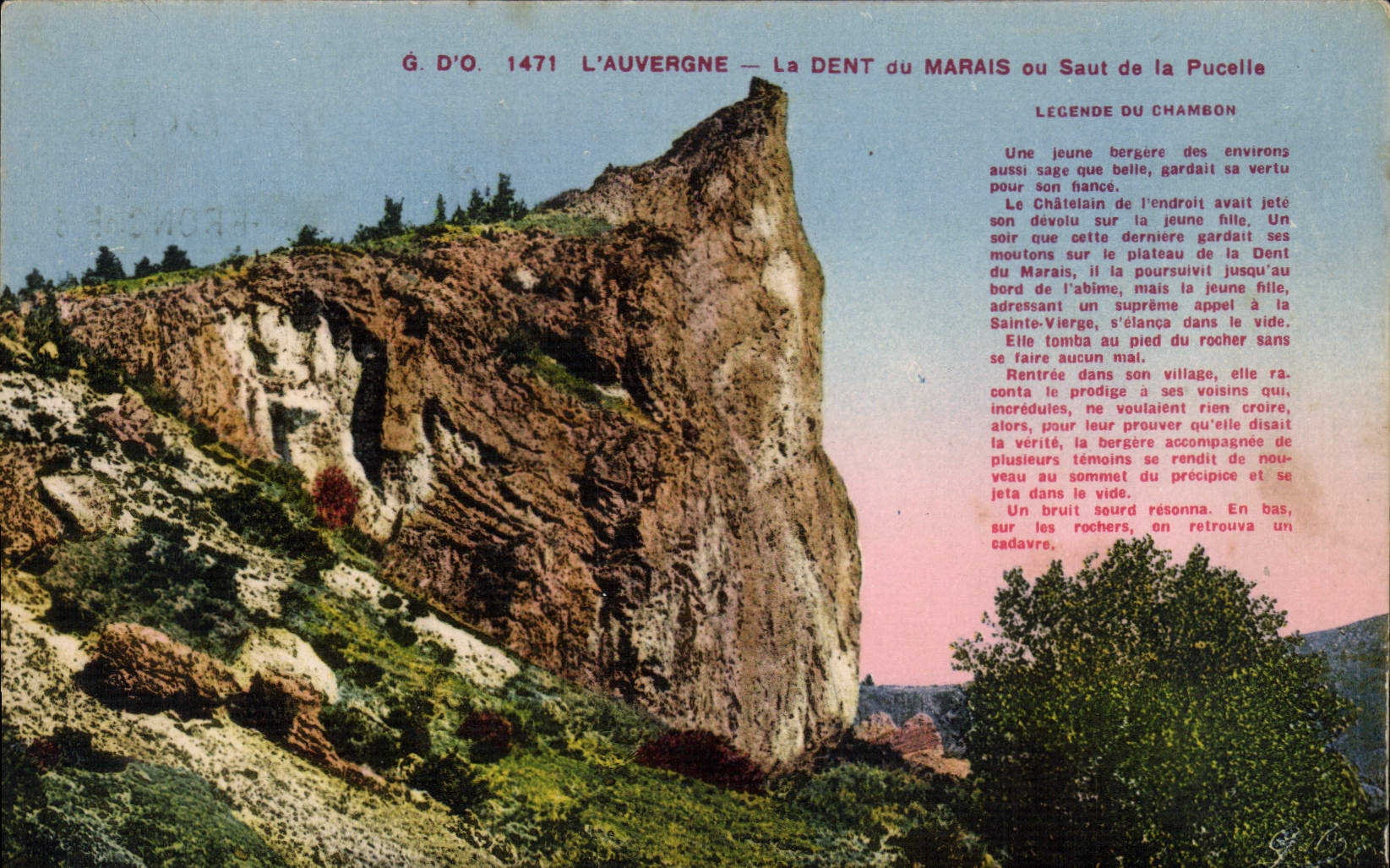 VINTAGE POSTCARD Auvergne the tooth of the marsh or jump of the virgin