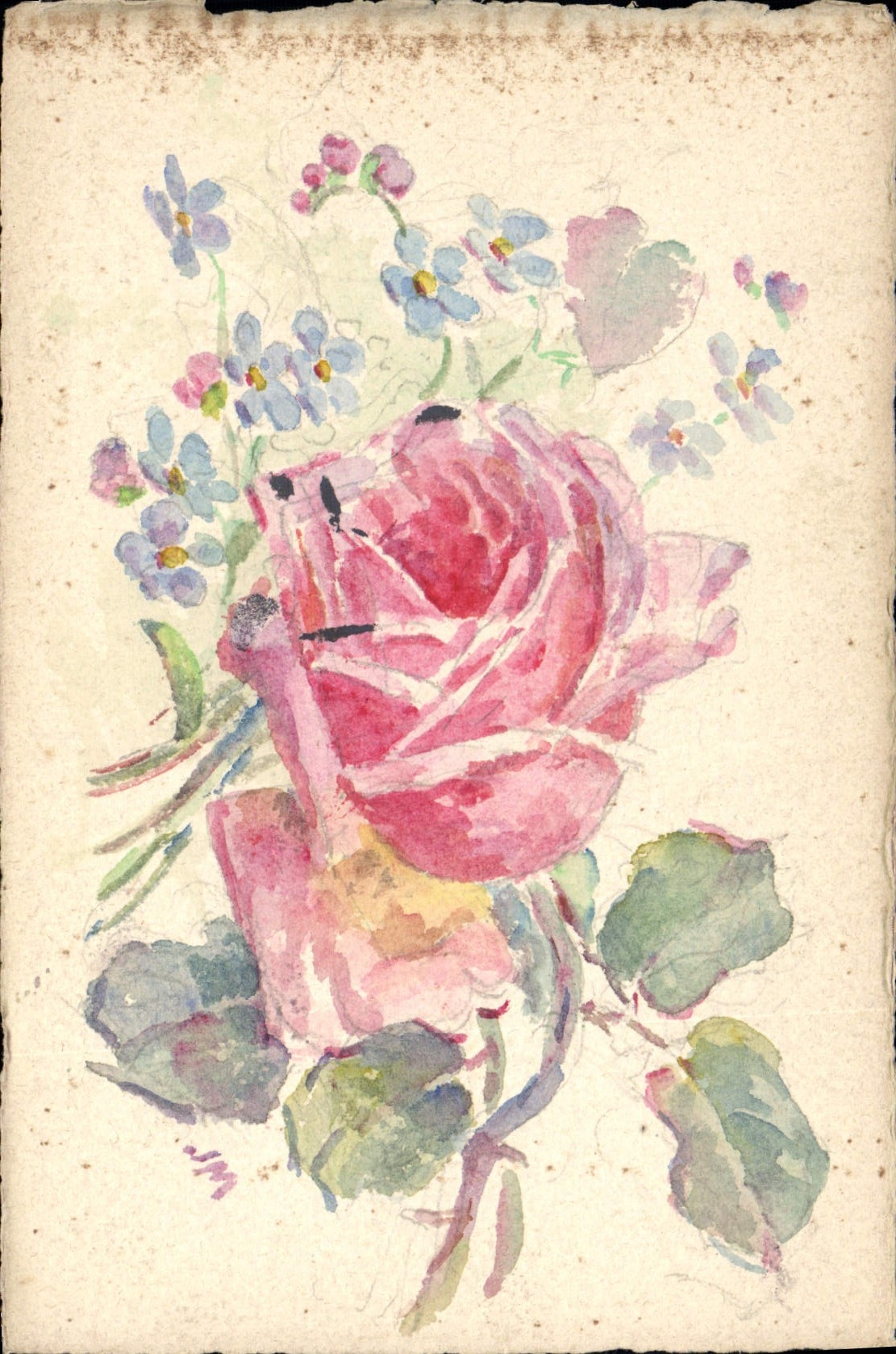 CPA Fantaisie (dessin a la main) Fleurs