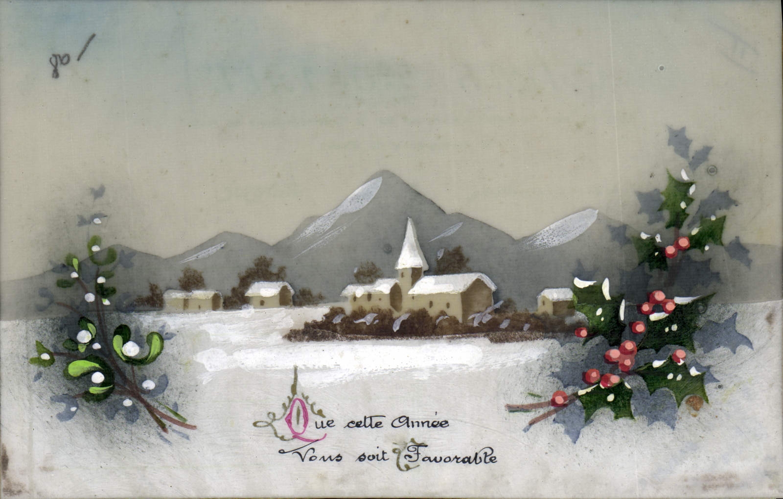 VINTAGE POSTCARD Fantasy (drawing with the hand) Village