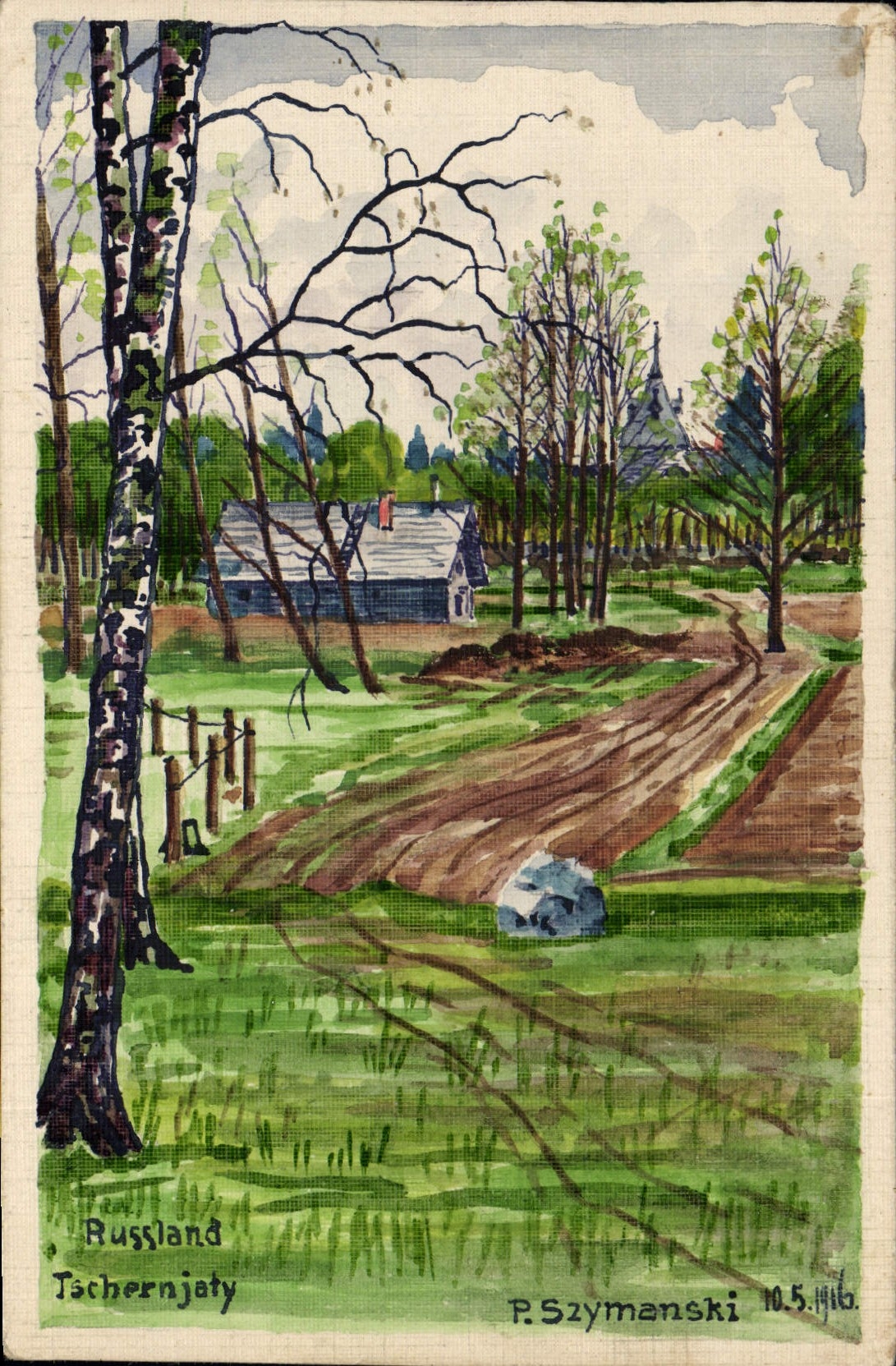 CPA Fantaisie (dessin a la main) Russie Russia Szymanski Tschernjaty