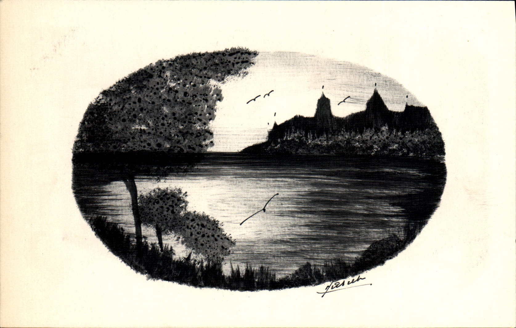 CPA Fantaisie (dessin a la main) Paysage