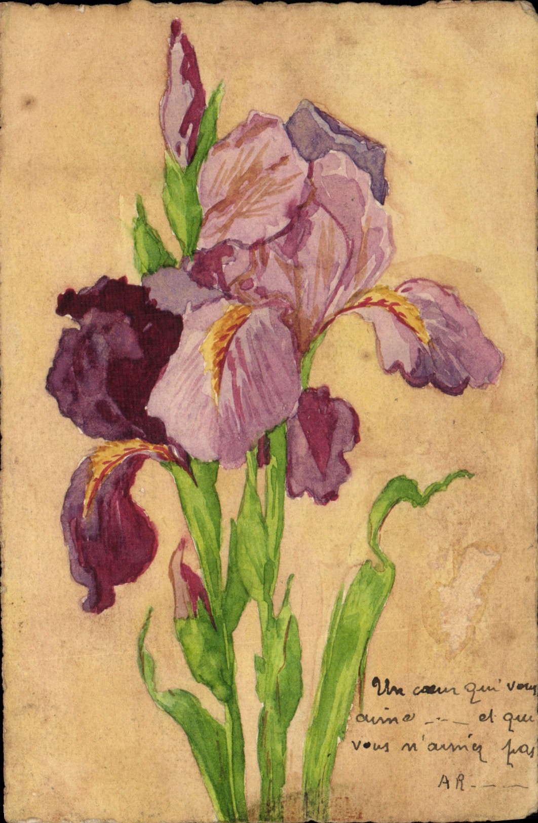 CPA Fantaisie (dessin a la main) Fleurs