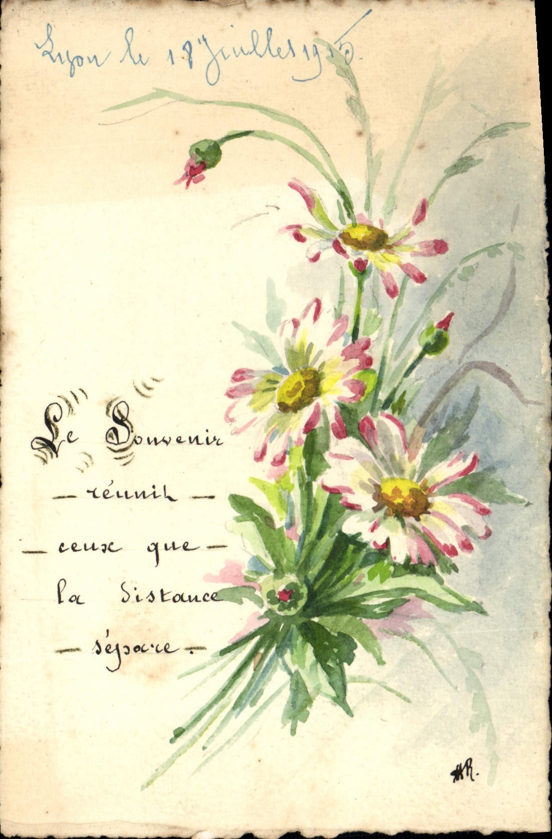 CPA Fantaisie (dessin a la main) Fleurs