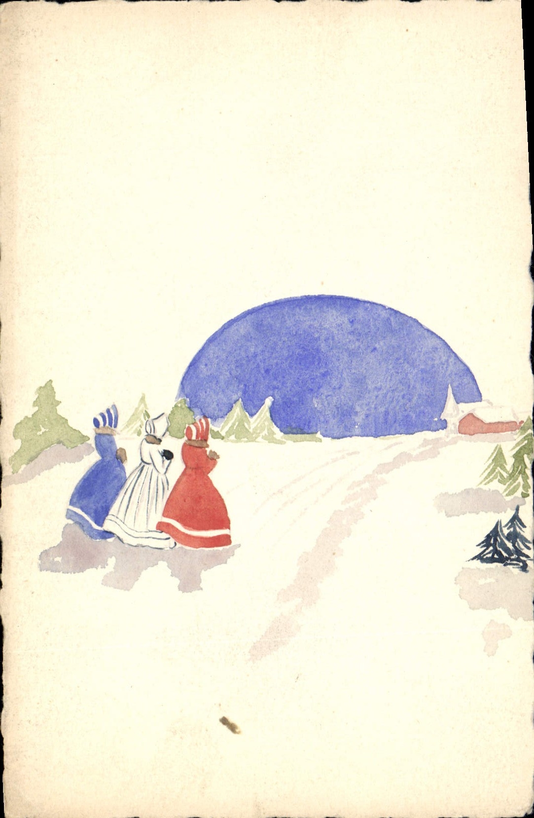 VINTAGE POSTCARD Fantasy (drawing with the hand) Women