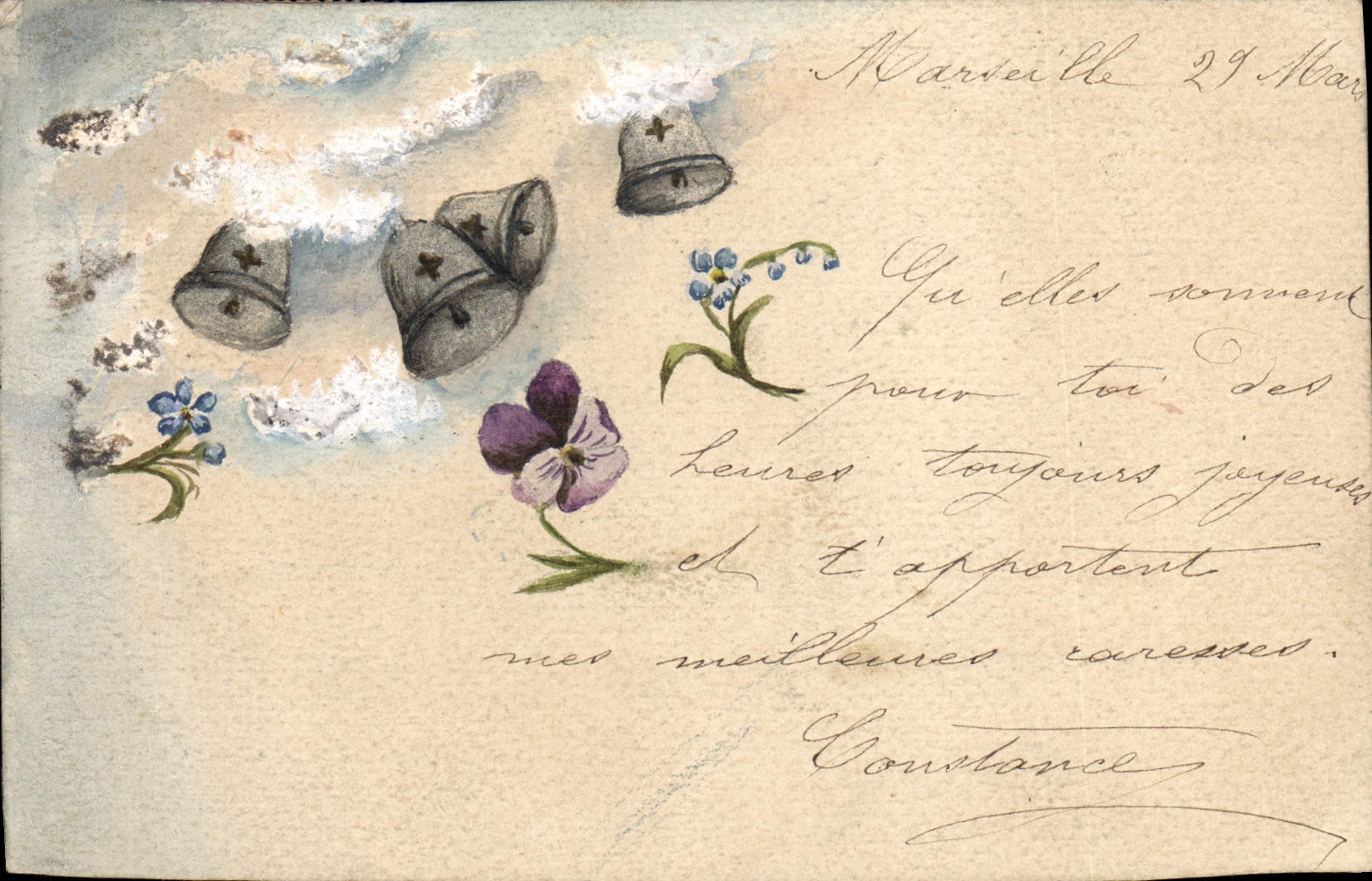 CPA Fantaisie (dessin a la main) Cloches