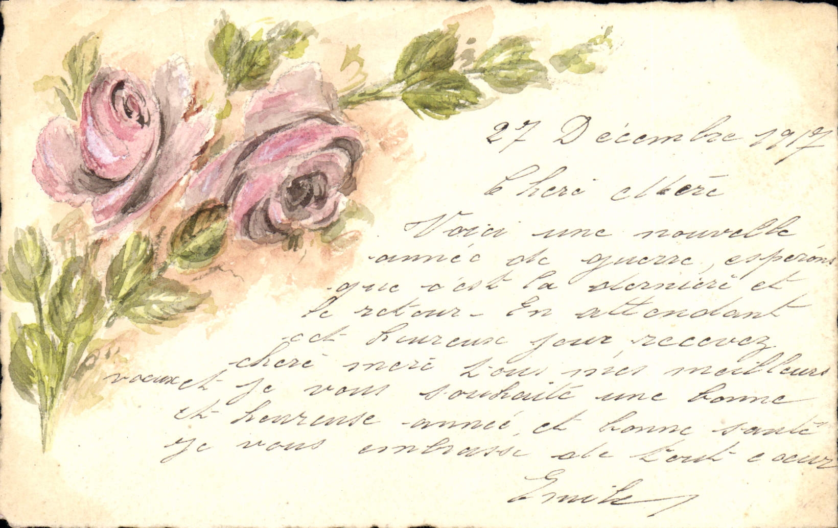 CPA Fantaisie (dessin a la main) Fleurs