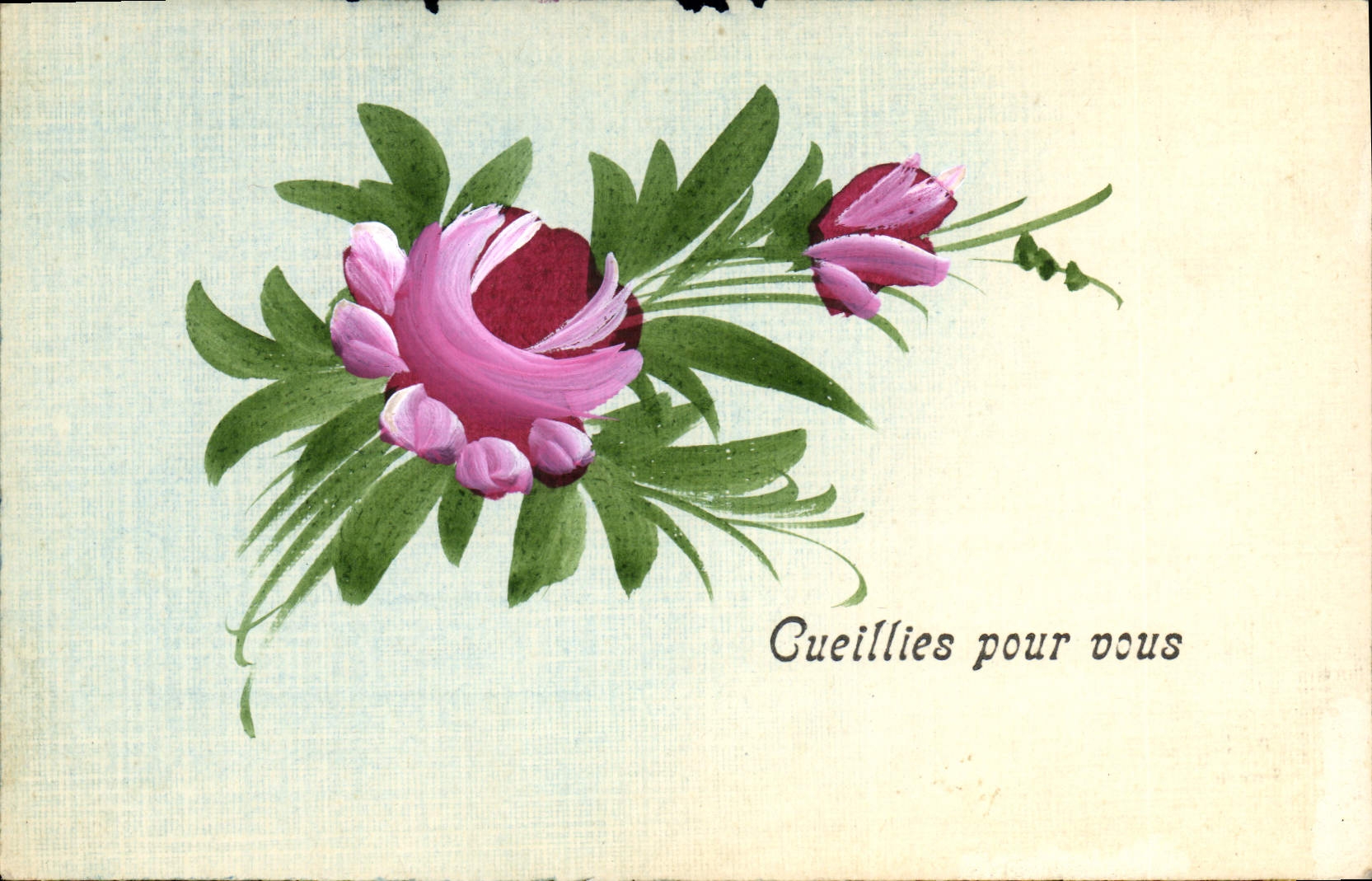 CPA Fantaisie (dessin a la main) Fleurs