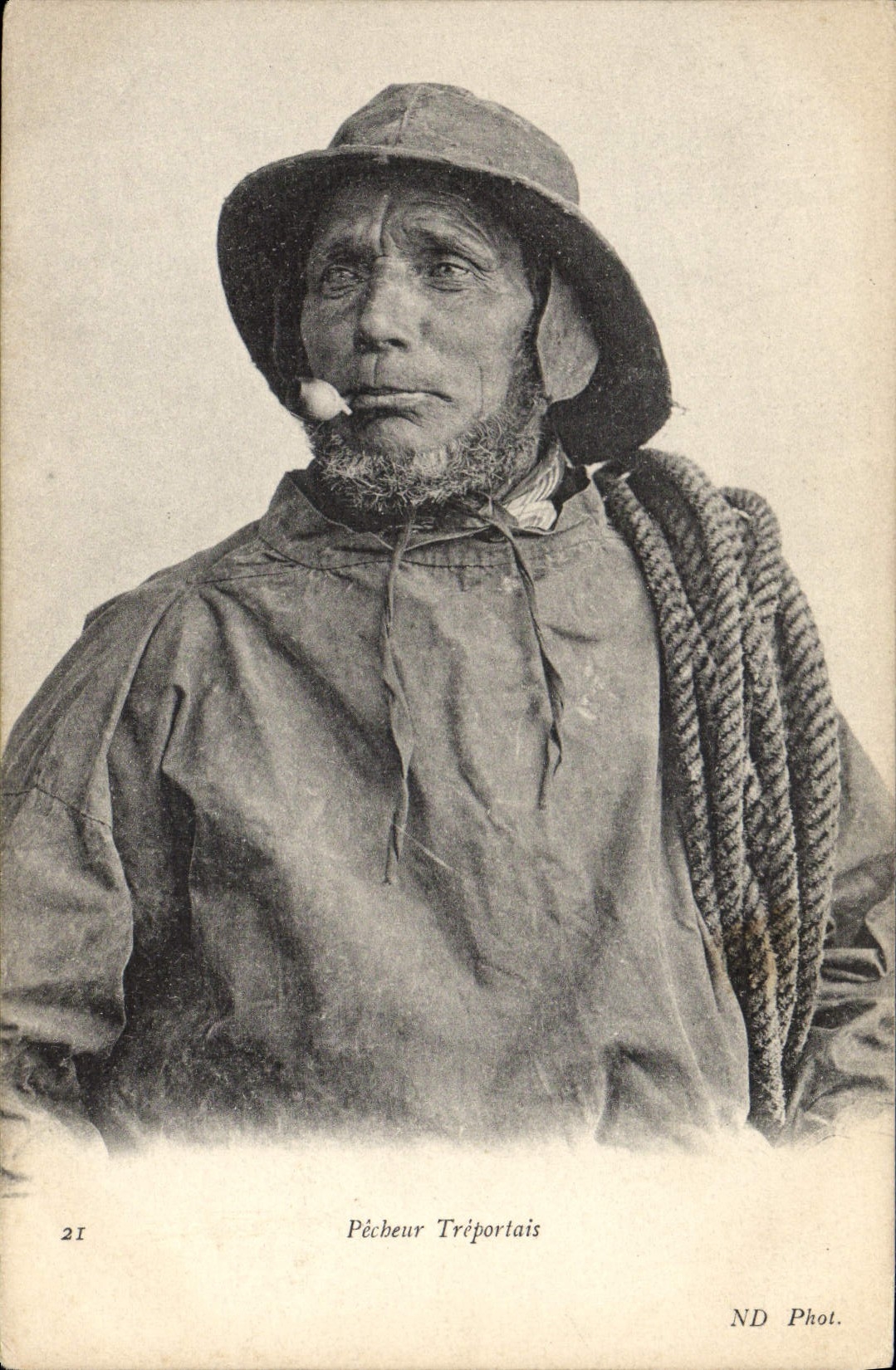 Pecador de Treportais de la pesca de la POSTAL de la VENDIMIA