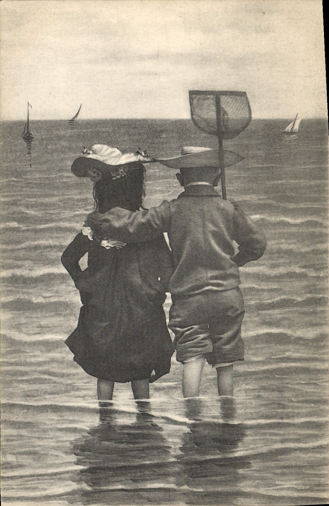 Niños de la pesca de la POSTAL de la VENDIMIA