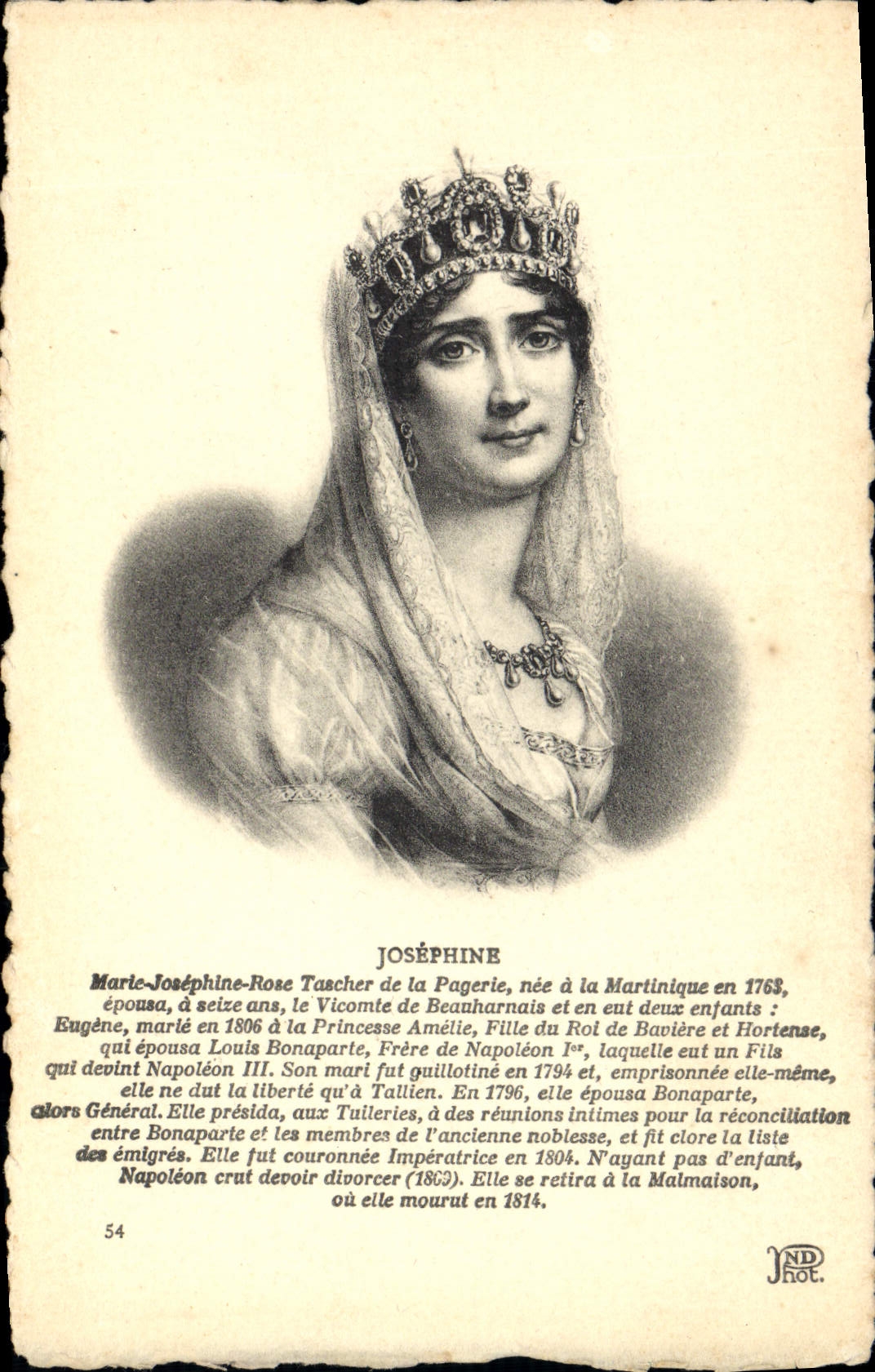 POSTAL Josephine de la VENDIMIA