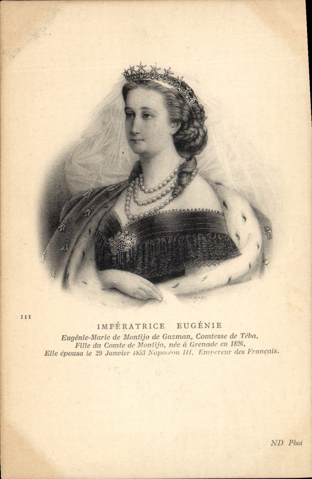 CPA Eugenie Marie de Montijo de Guzman Imperatrice des Francais