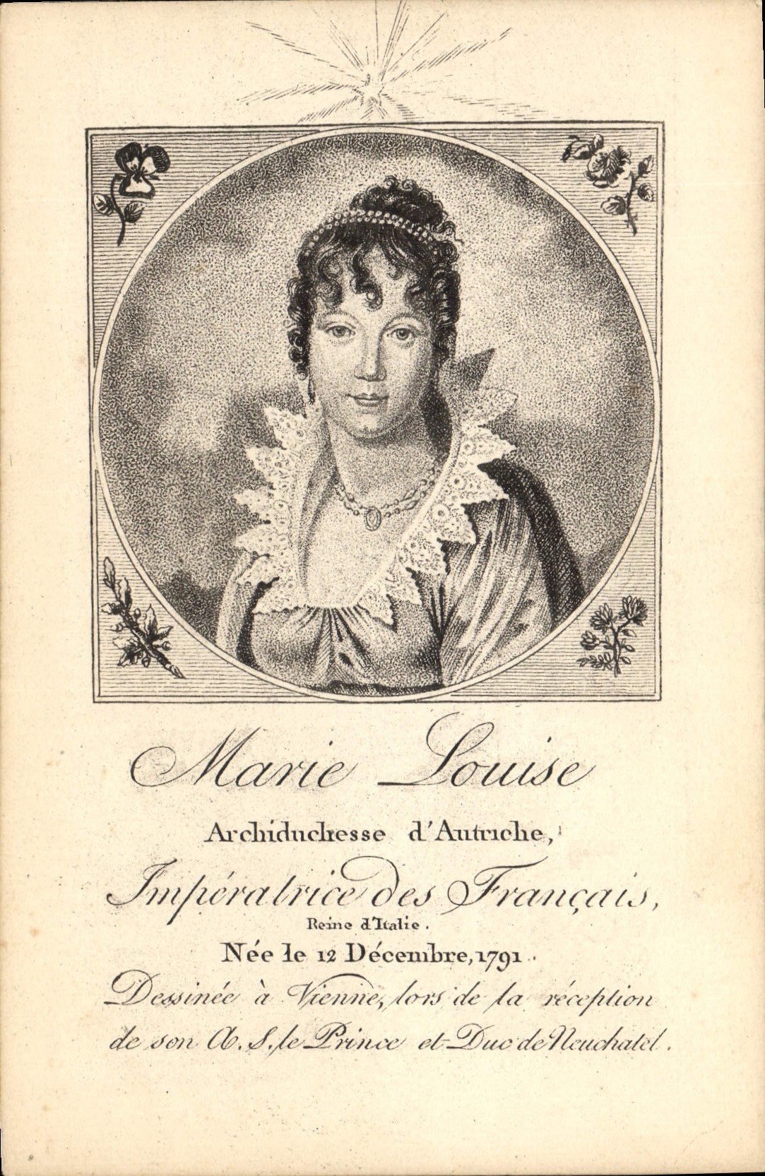Archiduquesa de Marie Louise de la POSTAL de la VENDIMIA de la emperatriz de Austria del francés