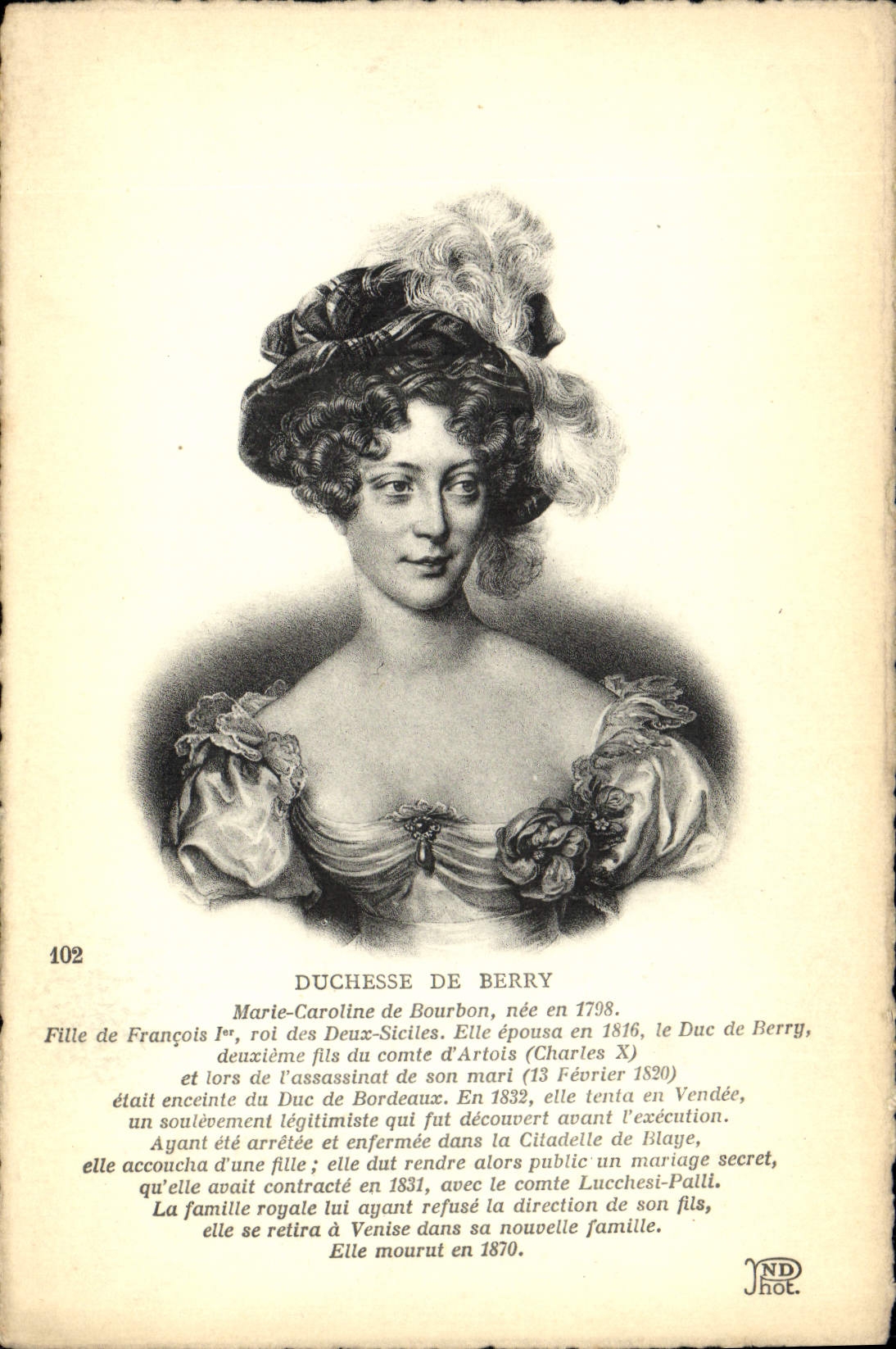 CPA Duchesse de Berry