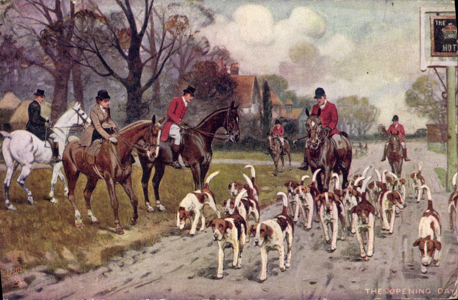 CPA Chiens Chien Chasse a courre Cavaliers The opening day