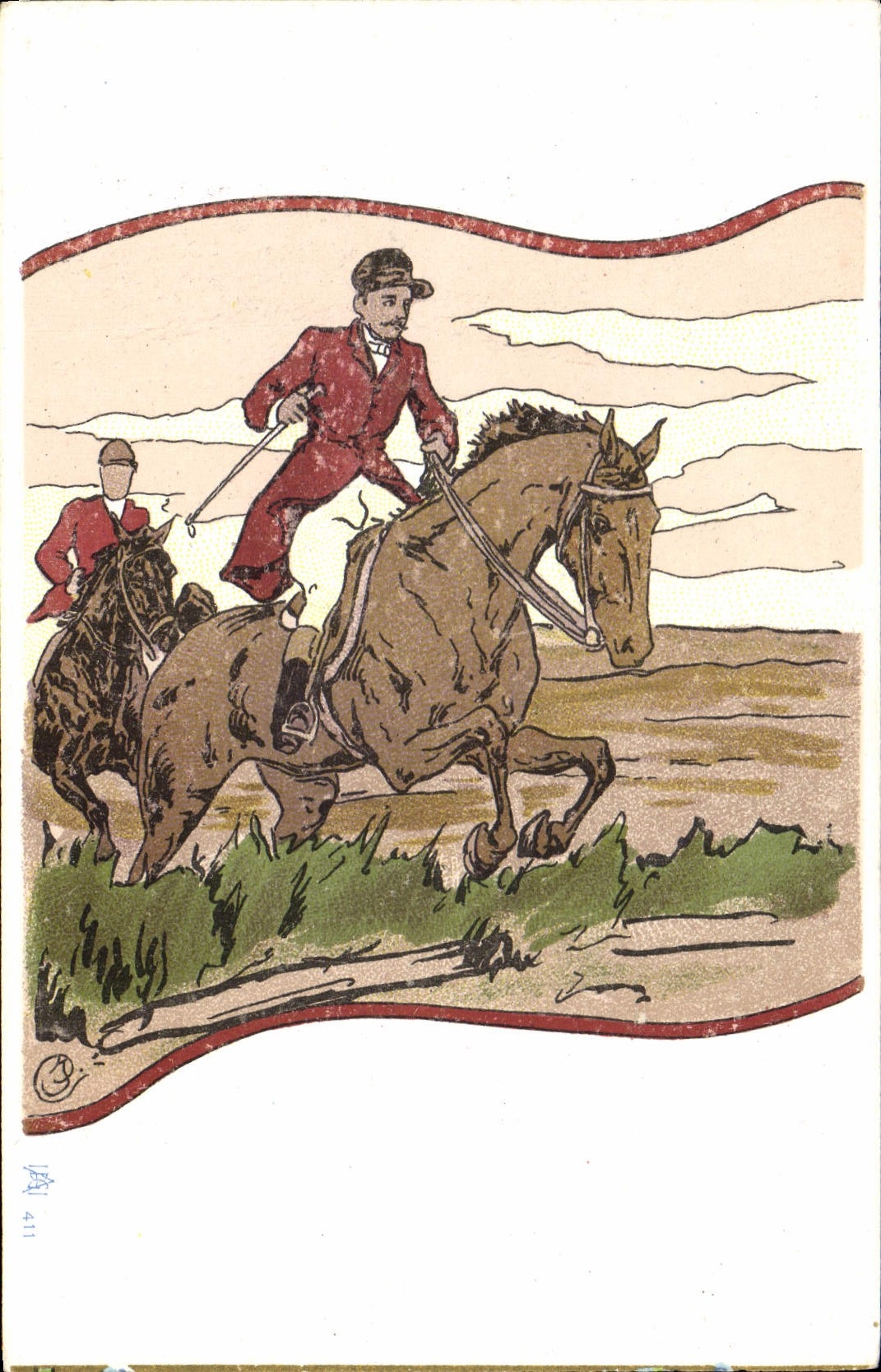 CPA Chiens Chien Chasse a courre Cavaliers