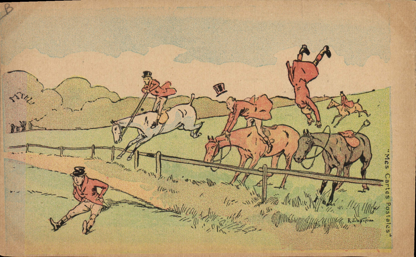 CPA Chiens Chien Chasse a courre Cavaliers