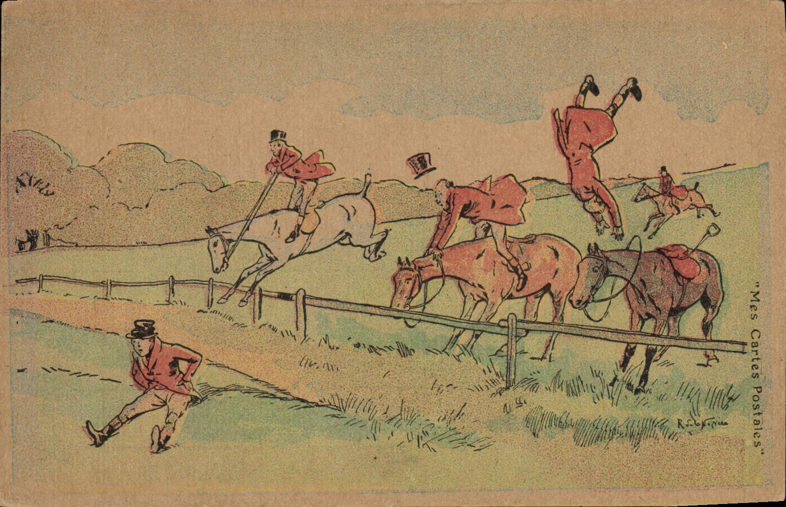 CPA Chiens Chien Chasse a courre Cavaliers