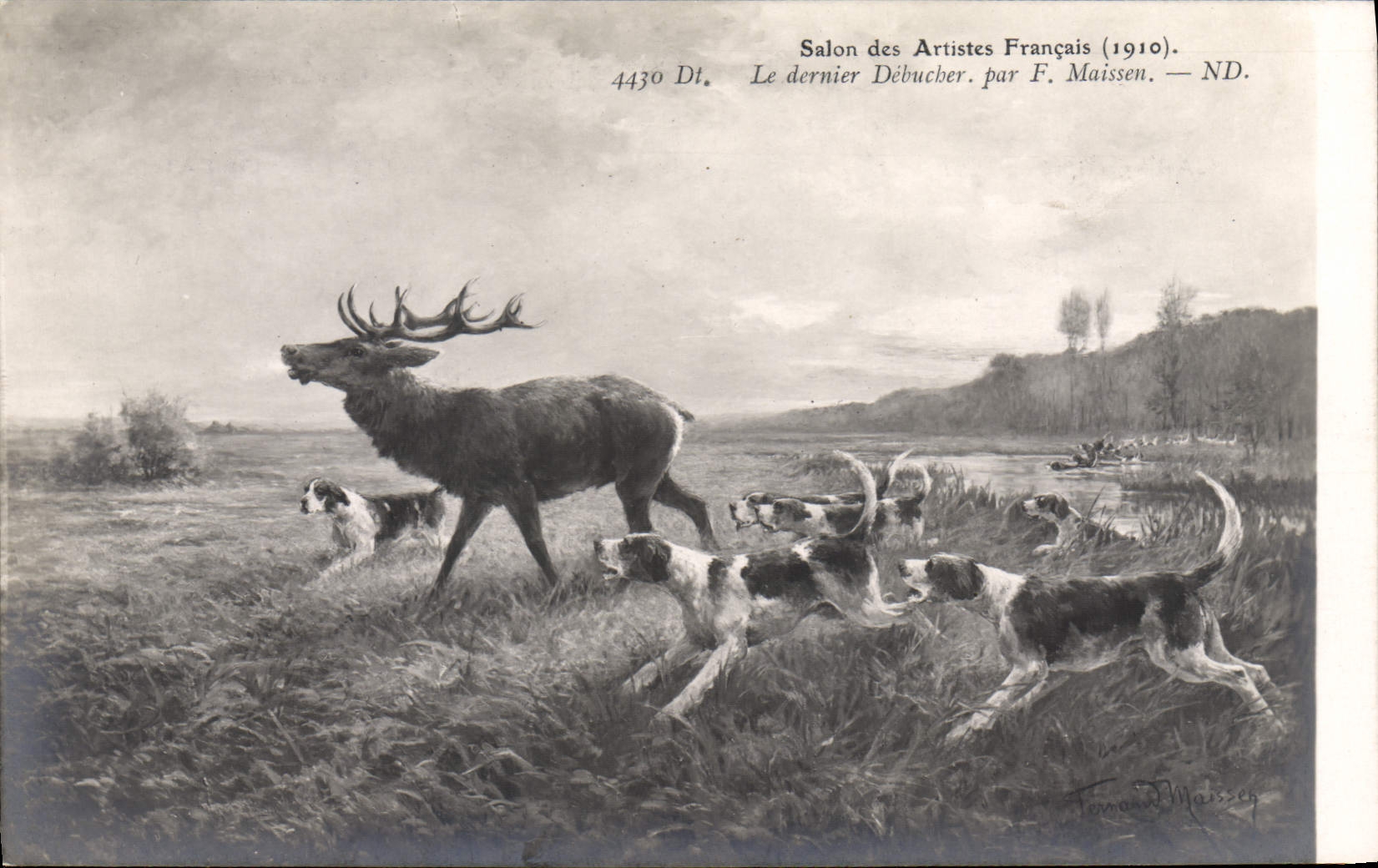 Caza del perro de los perros de la POSTAL de la VENDIMIA el macho pasado de la casa del debucher