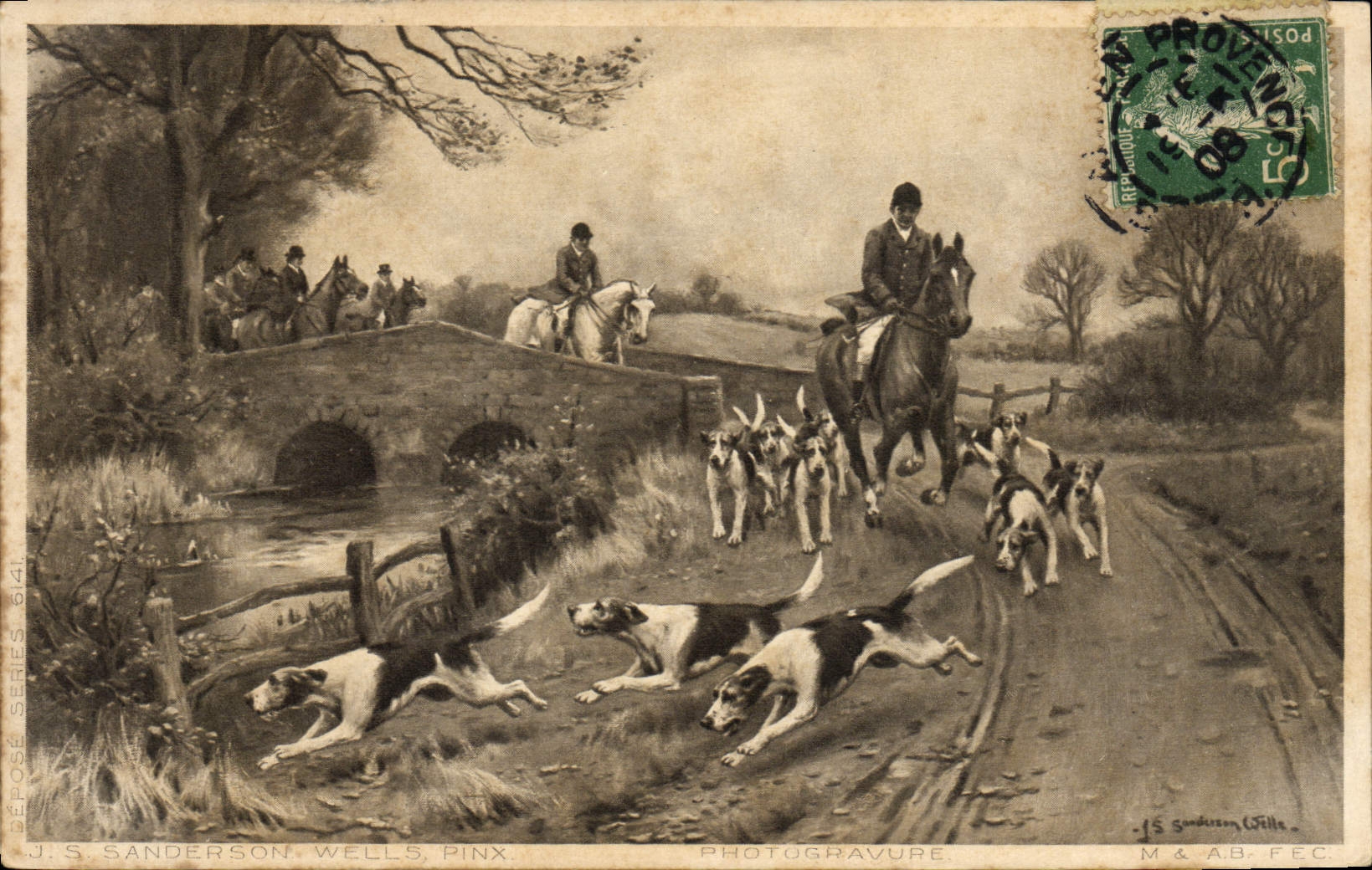 CPA Chiens Chien Chasse a courre Cavaliers