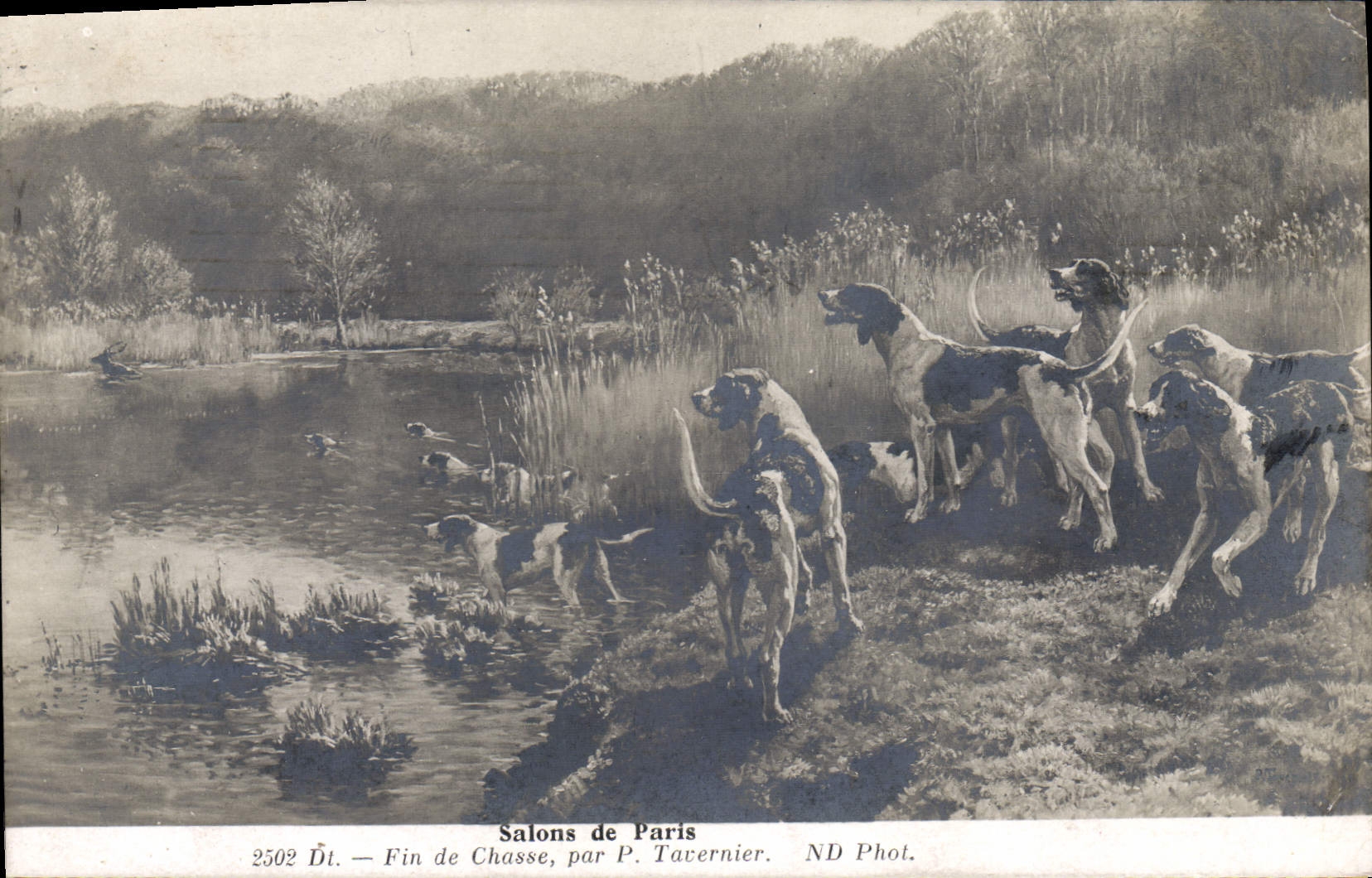 CPA Chiens Chien Chasse a courre Salons de Paris Fin de chasse par Tavernier