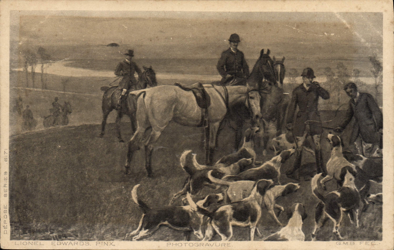 CPA Chiens Chien Chasse a courre Cavaliers