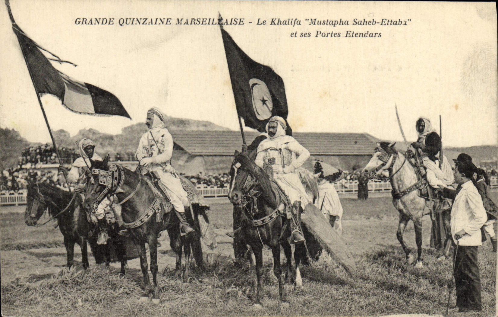 De la VENDIMIA de la POSTAL gran Marsella quincena Khalifa Mustafá Saheb Ettaba y sus etendars de Militaria de las puertas