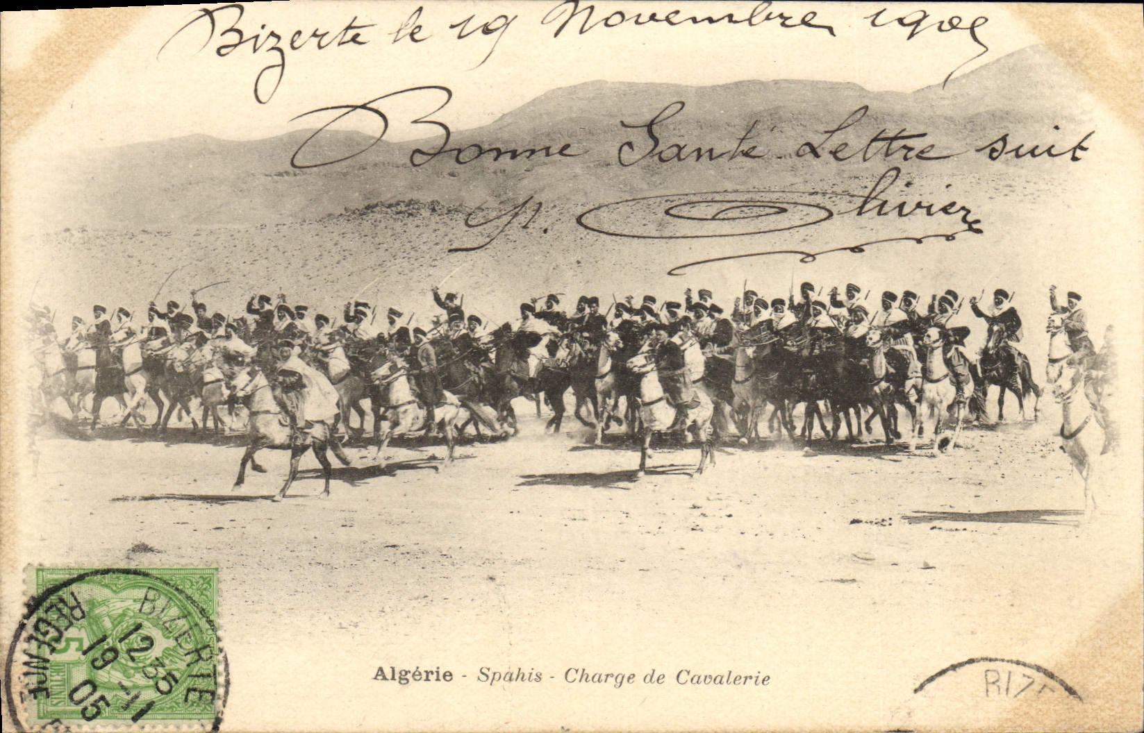 CPA Militaria Algerie Spahis Charge de cavalerie
