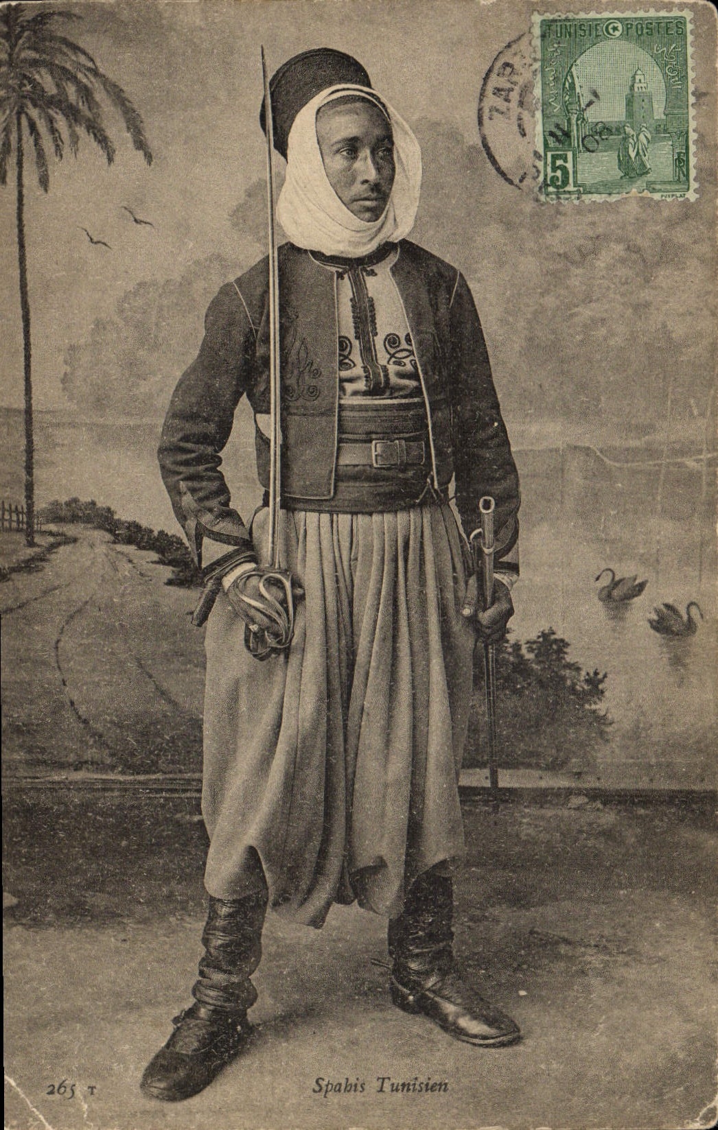 CPA Militaria Spahis tunisien