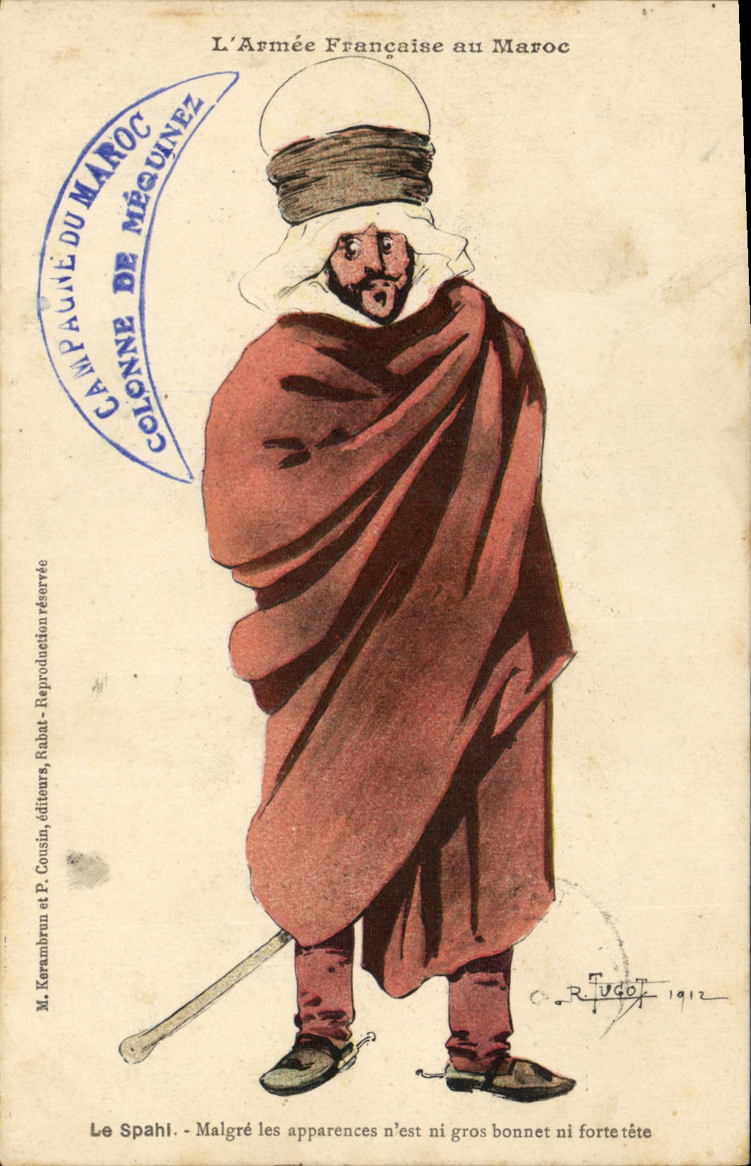 VINTAGE POSTCARD Militaria the French Army in Morocco Spahi