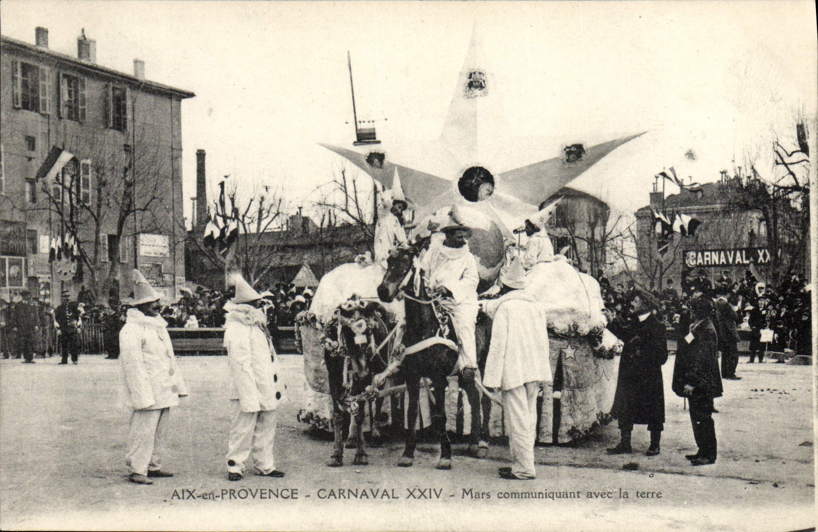 VINTAGE POSTCARD Fantasy the Moon Carnival of Aix Carnival XXIV Mars communicating with the ground