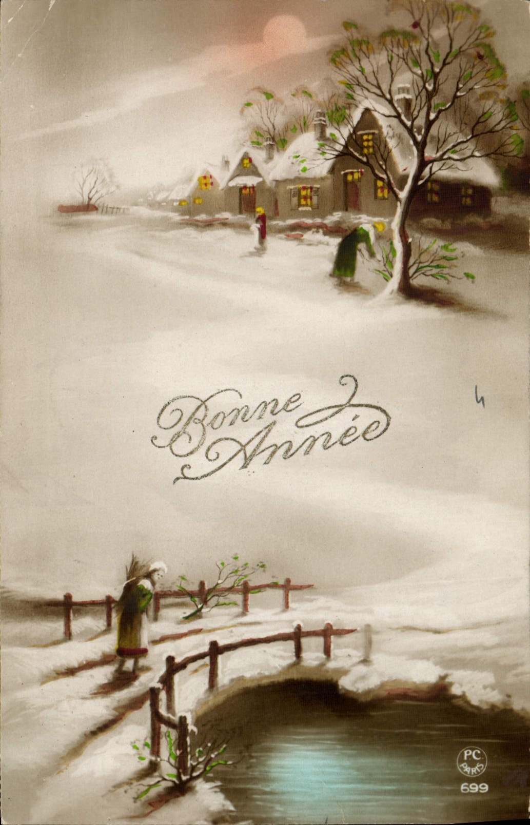 CPA Fantaisie Lune Bonne annee