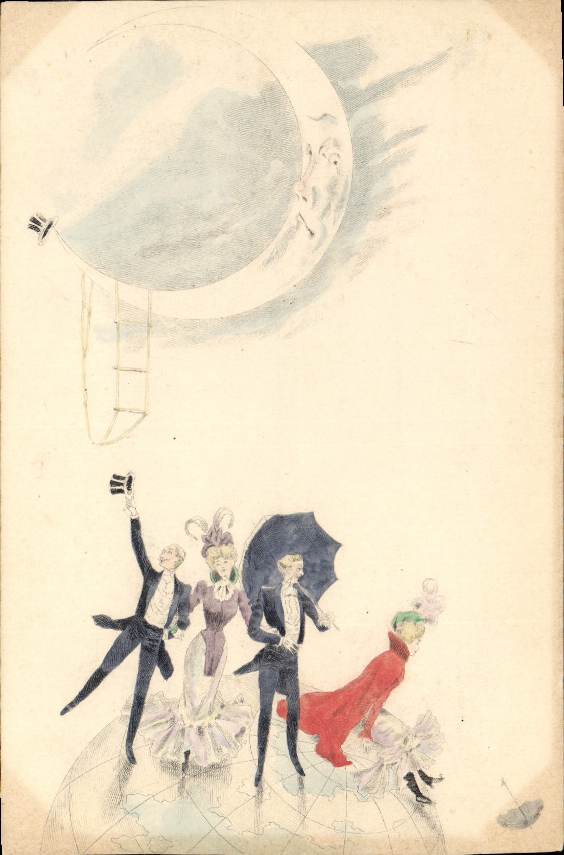 CPA Fantaisie Lune Danse