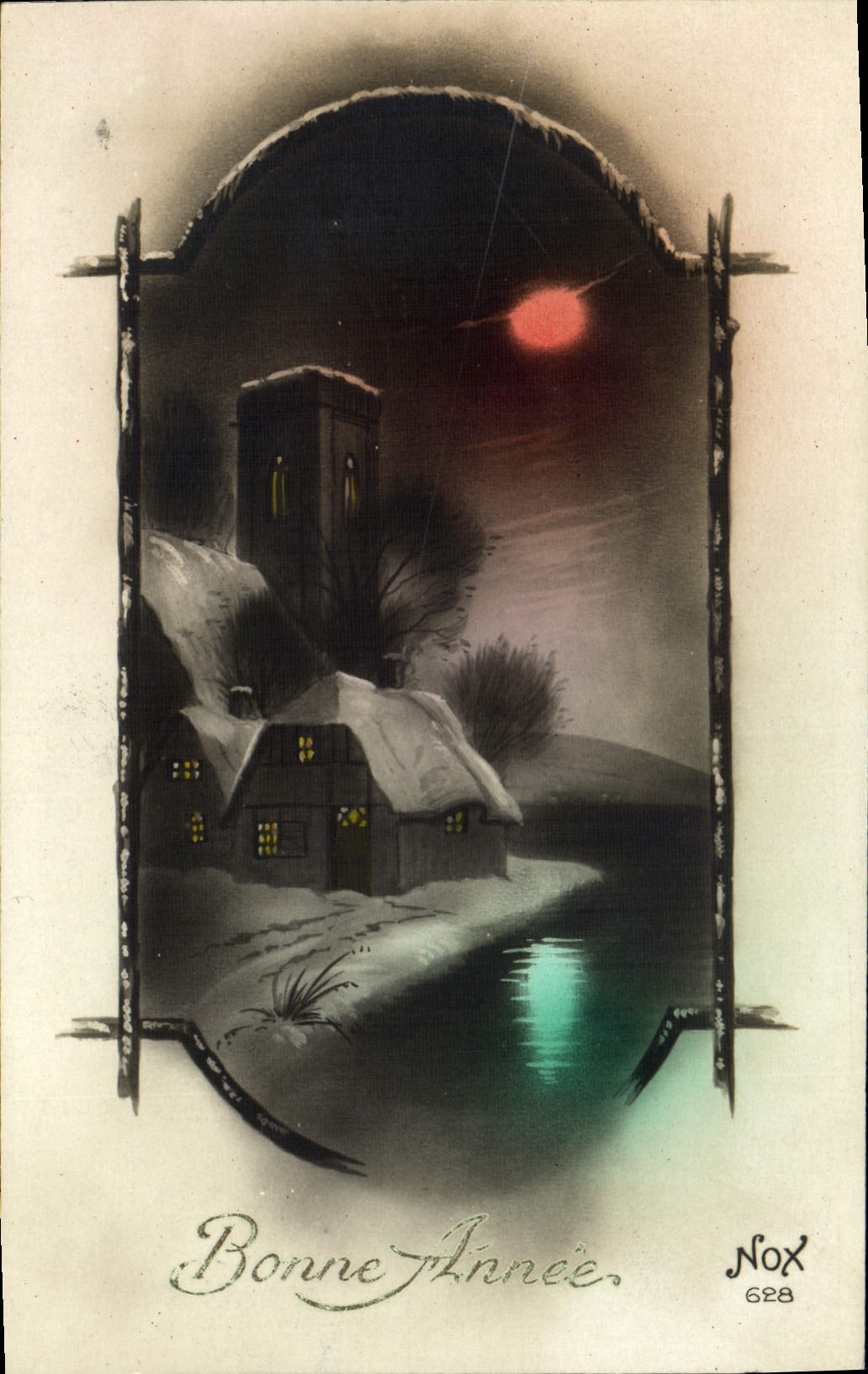 VINTAGE POSTCARD Fantasy the Moon Bonen year