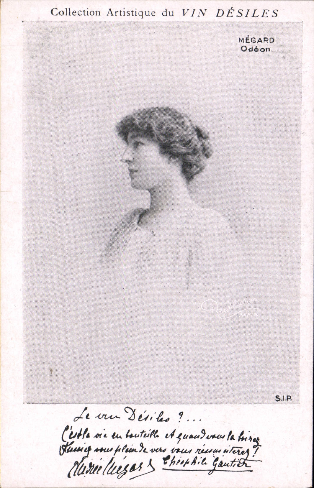 VINTAGE POSTCARD Theater Fantasy Woman Wine Desiles Megard Odeon